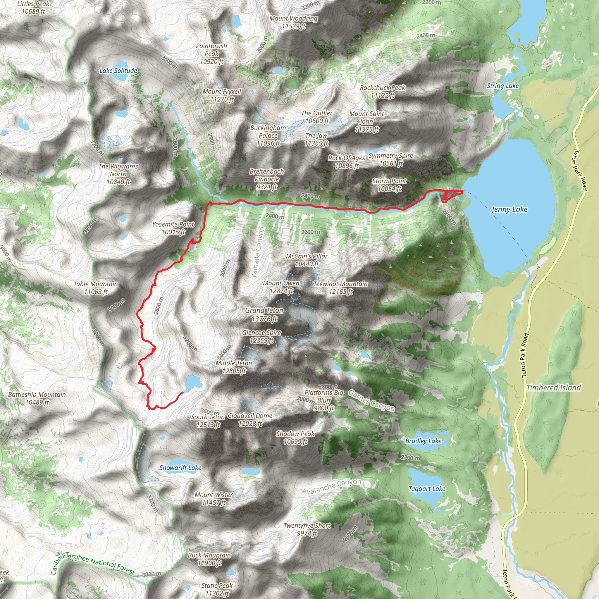 Icefloe Lake via Cascade Canyon Trail mobile static map
