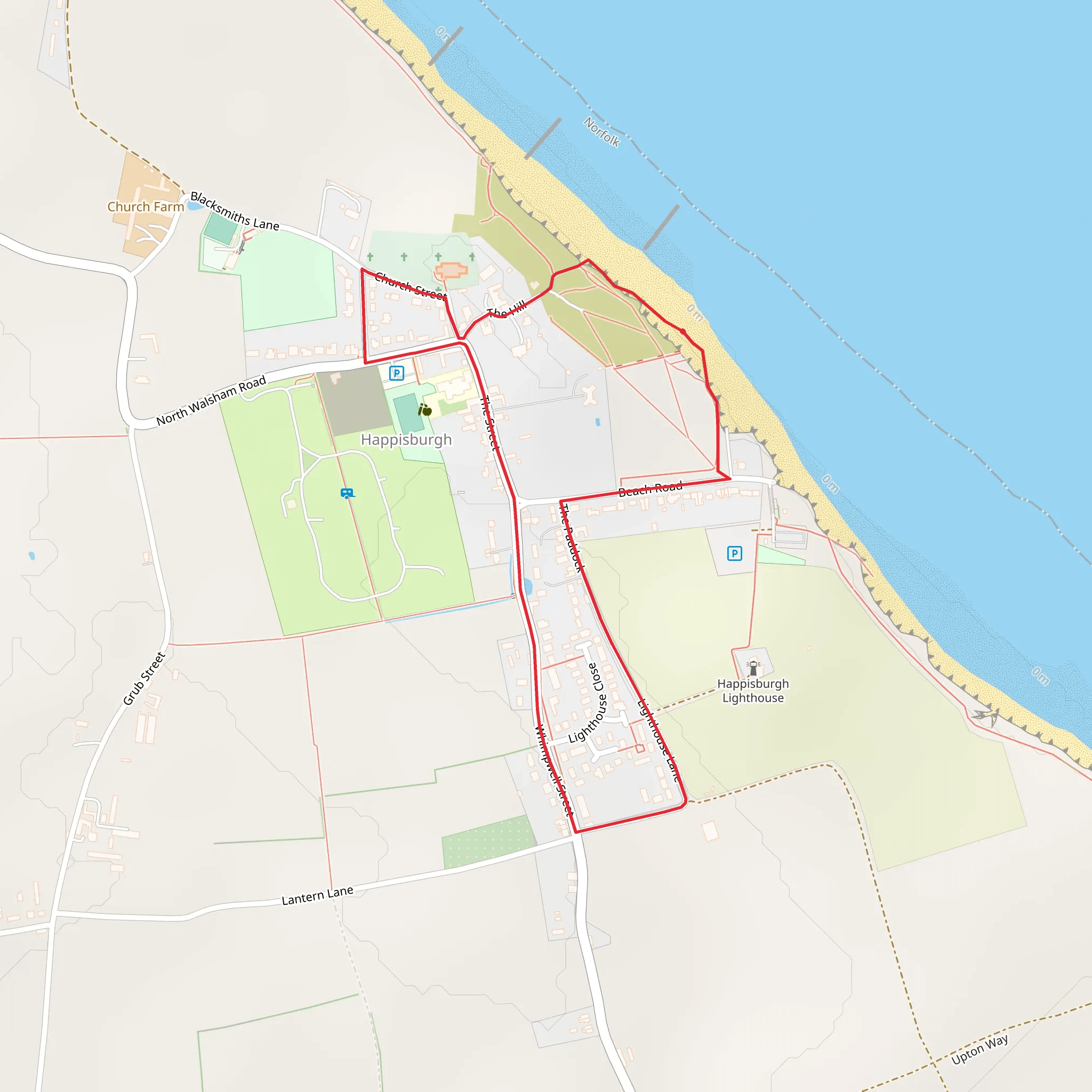 Happisburgh Footprints and Happisburgh Owls Loop mobile static map
