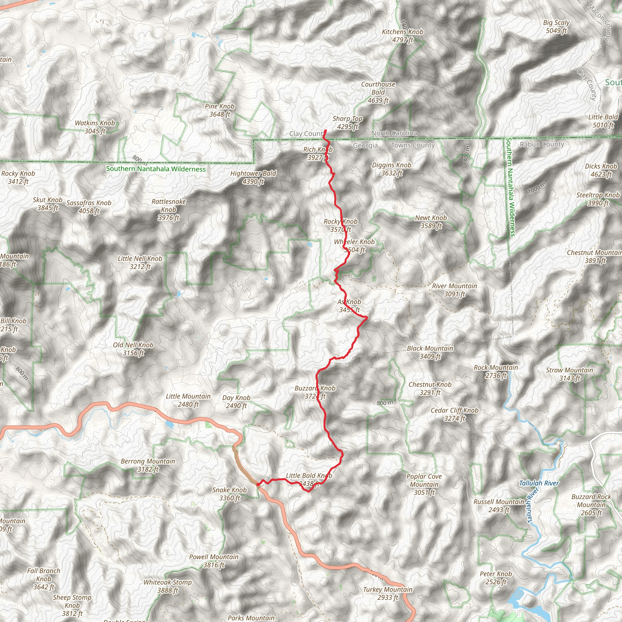Buzzard Knob and Rocky Knob via Appalachian Trail mobile static map