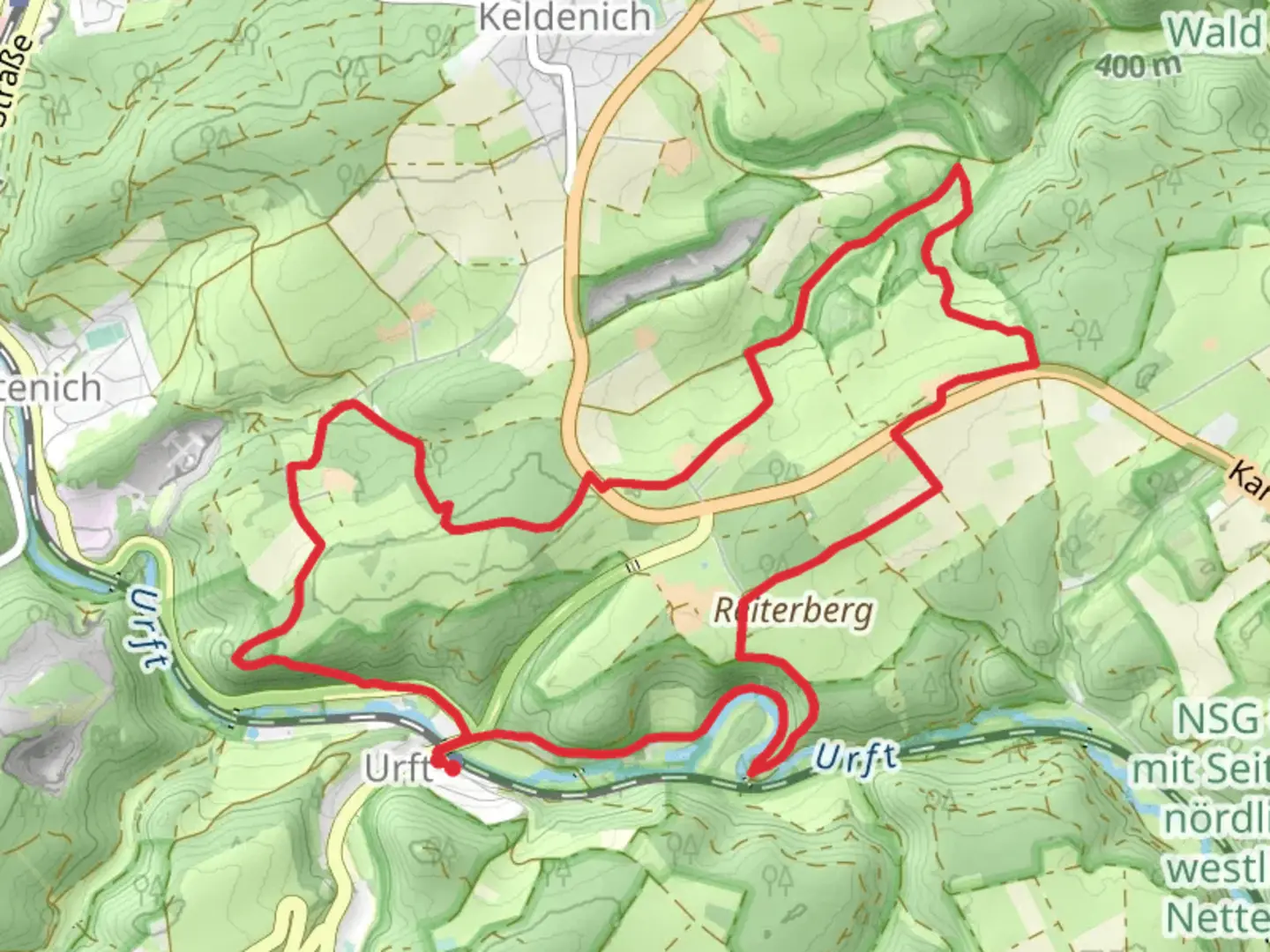 An image depicting the trail Kall 10 and EifelSchleife Zur Zeit der Roemer and its surrounding area.