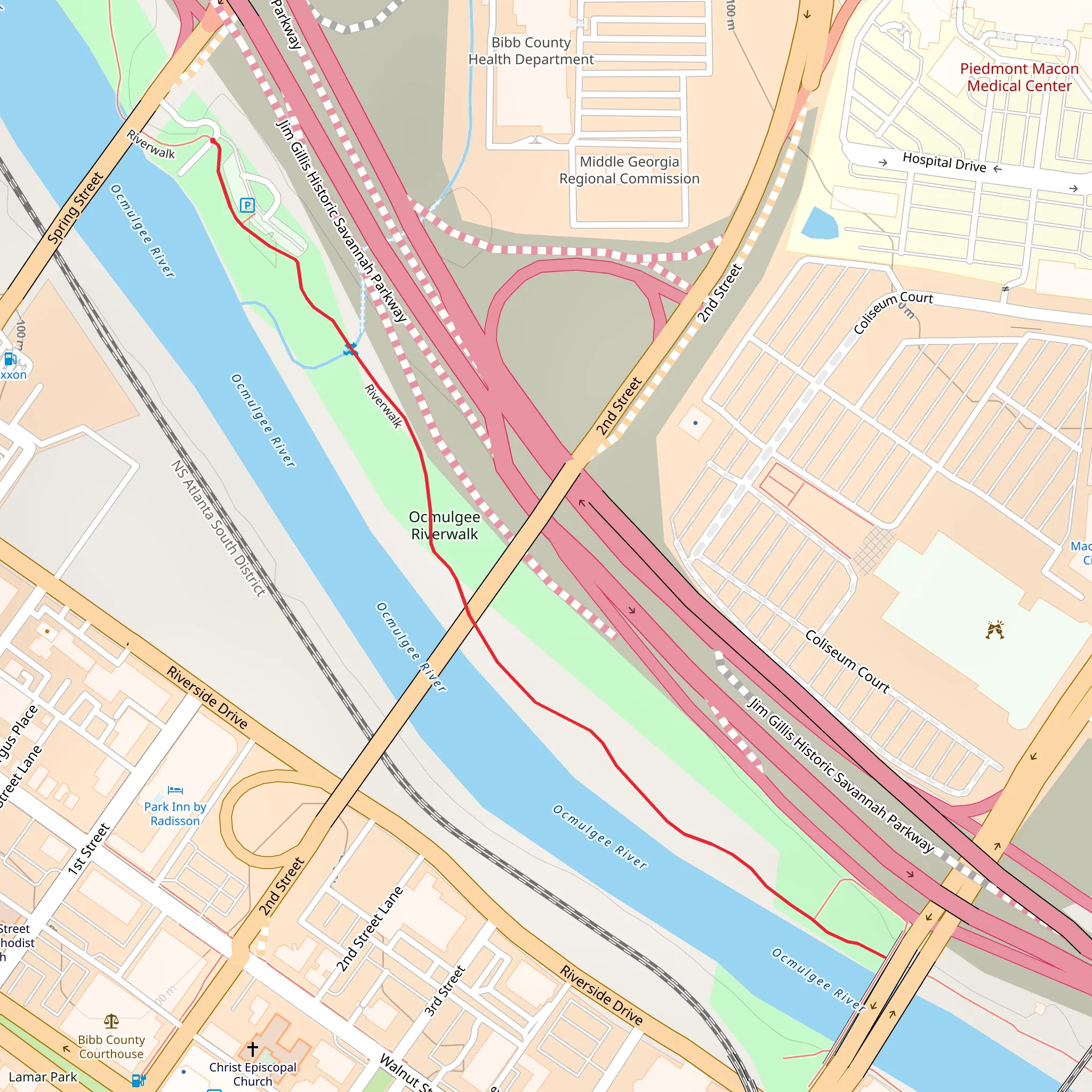 Short RIverwalk - East from Spring Street mobile static map