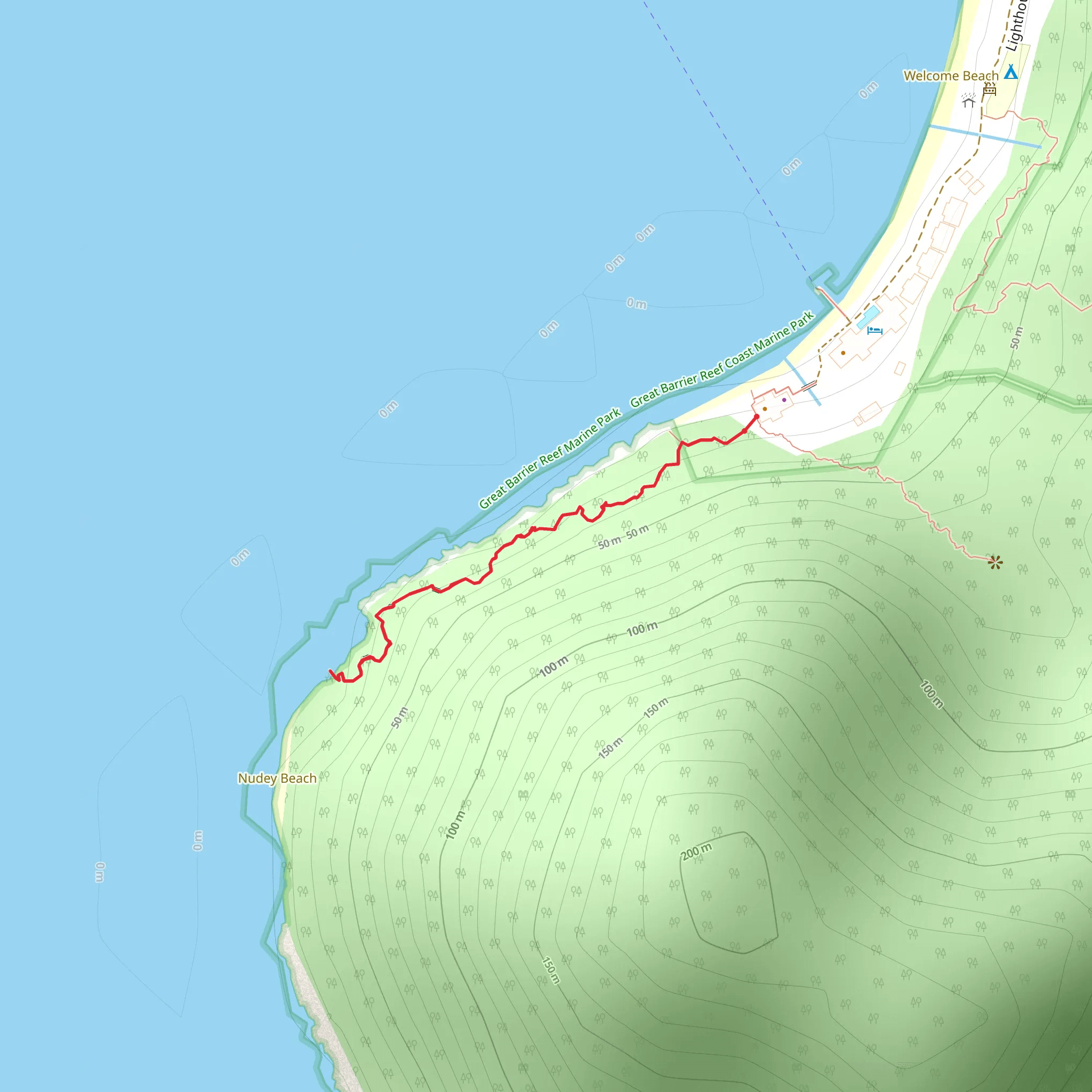 Nudey Beach Track mobile static map