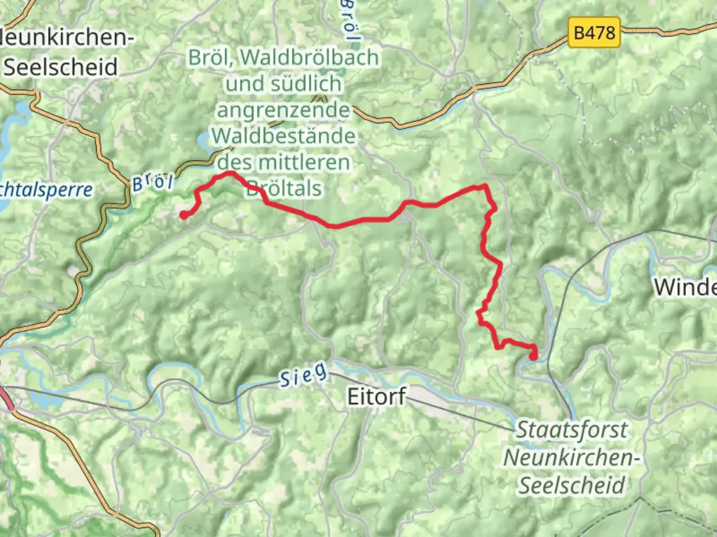 An image depicting the trail Winterscheid to Herchen Walk and its surrounding area.