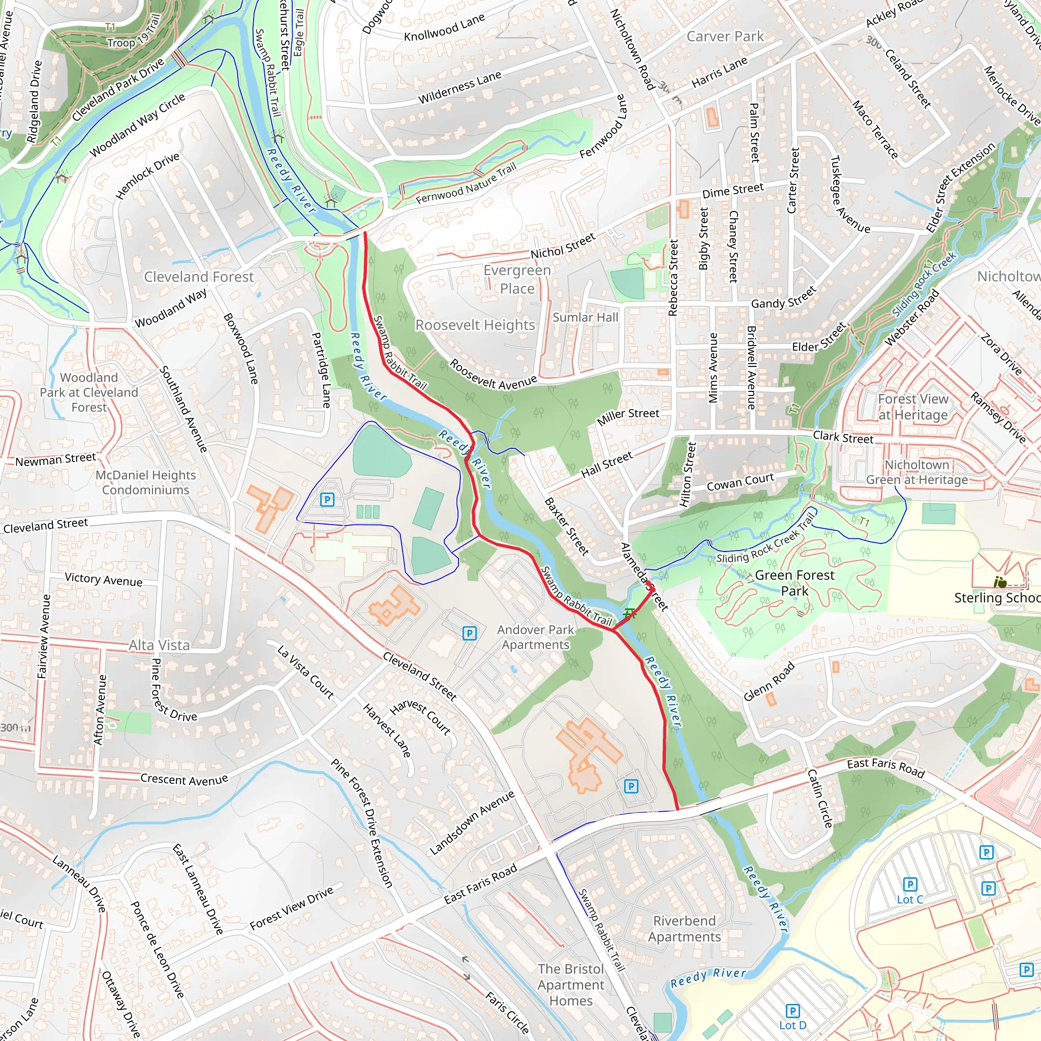 Reedy River via Swamp Rabbit Trail mobile static map