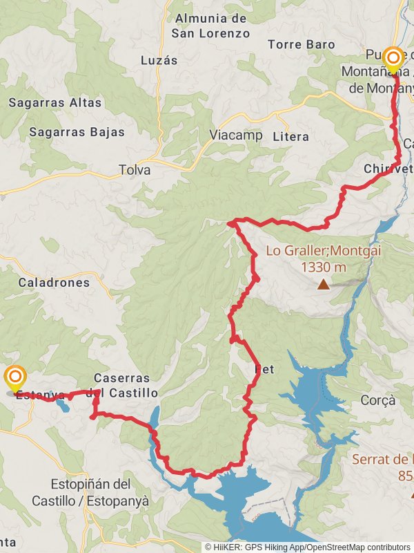 Sierra de Montsec Cross Path PR HU 45 mobile static map