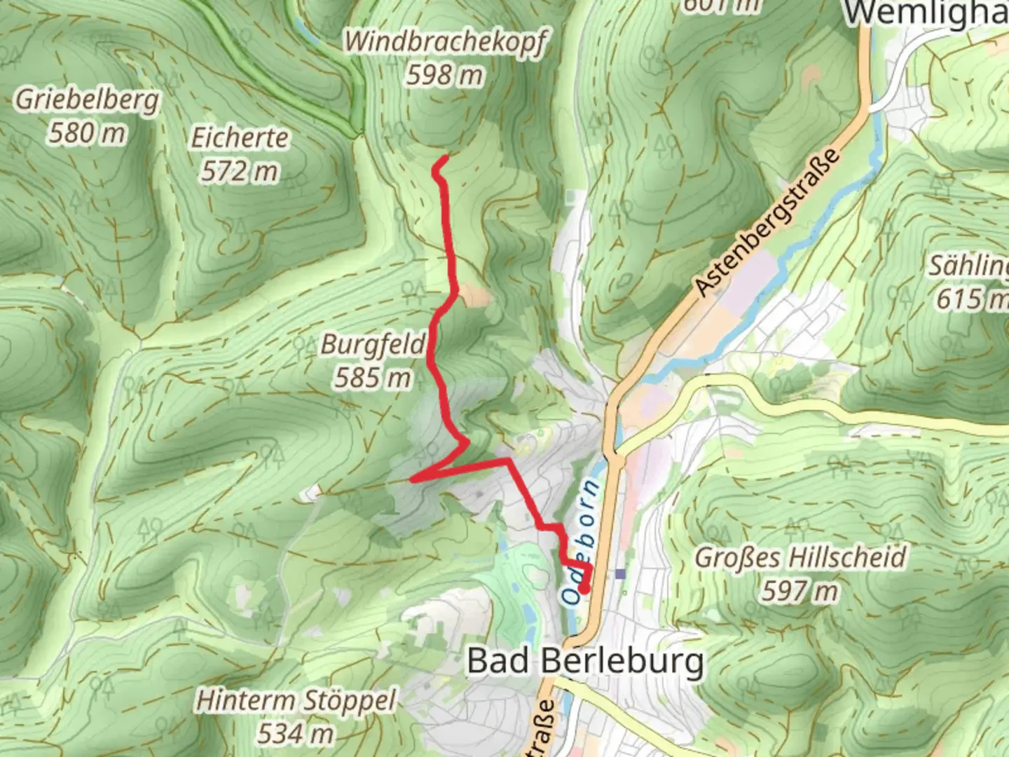 An image depicting the trail Marchenspur and Heinz Suter Weg and its surrounding area.