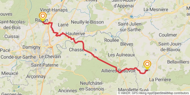 GR 22 - De Paris Au Mont Saint Michel stage 16 Map