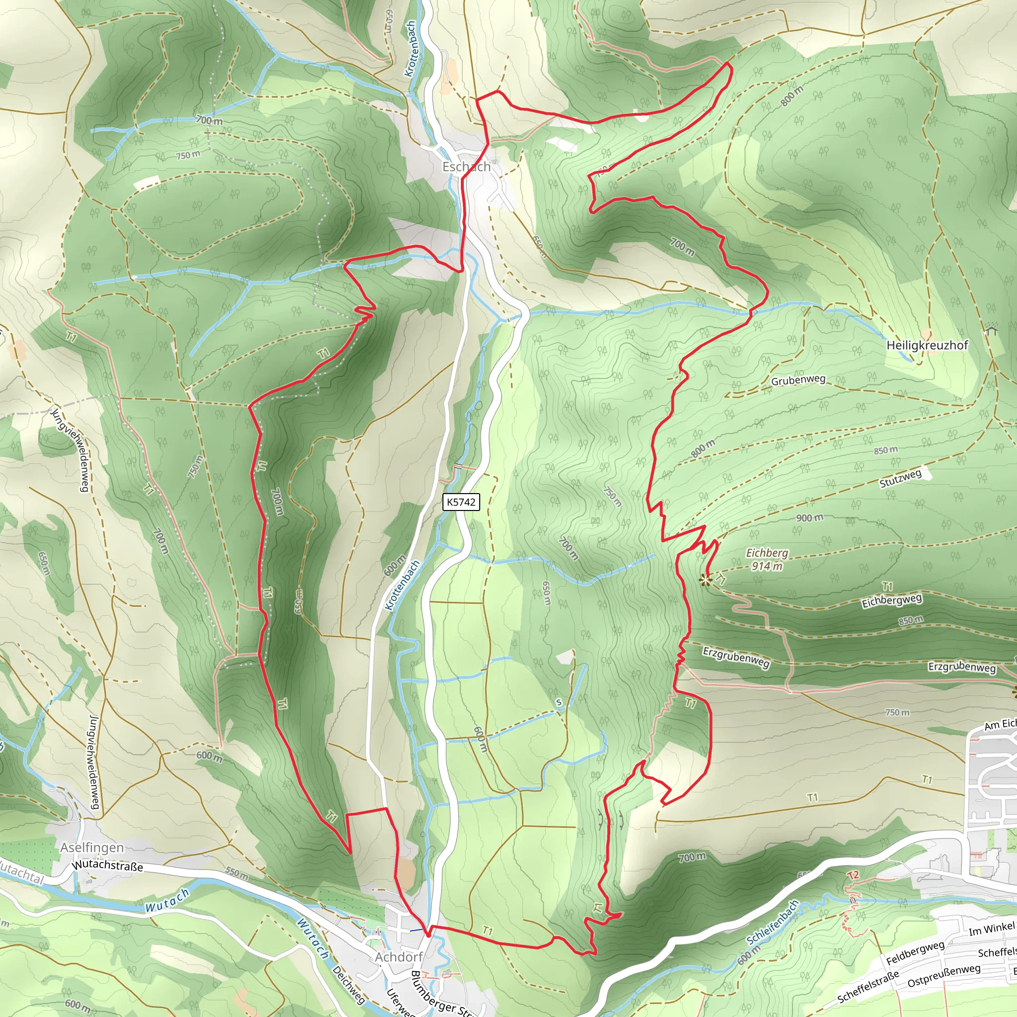 Achdorf to Eschach Loop via Eichbergstutz mobile static map