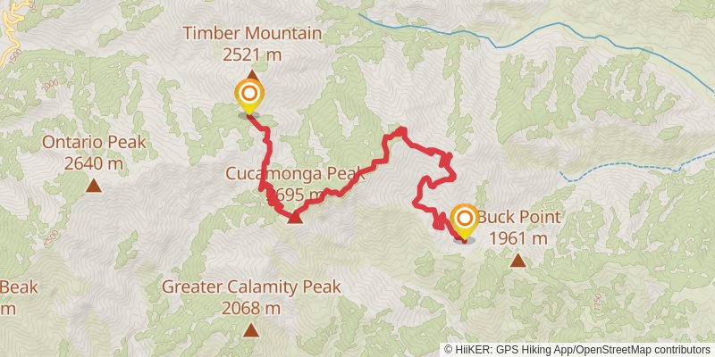 Cucamonga Peak Trail stage 2 Map
