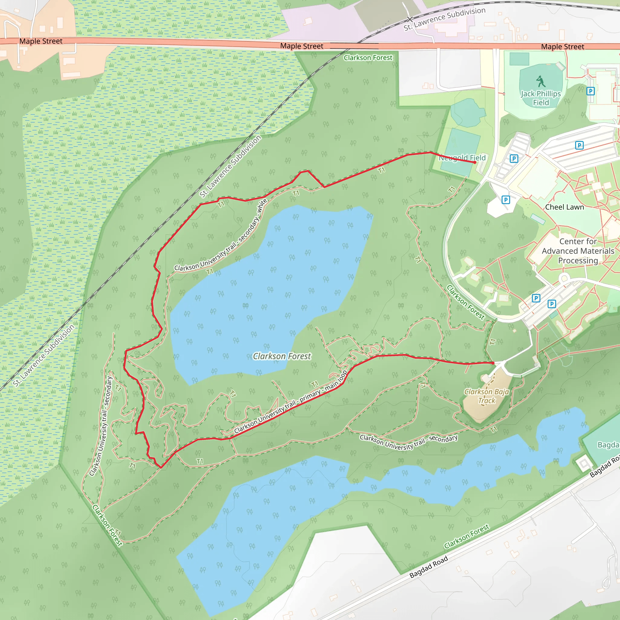 Clarkson University Trail - Secondary mobile static map