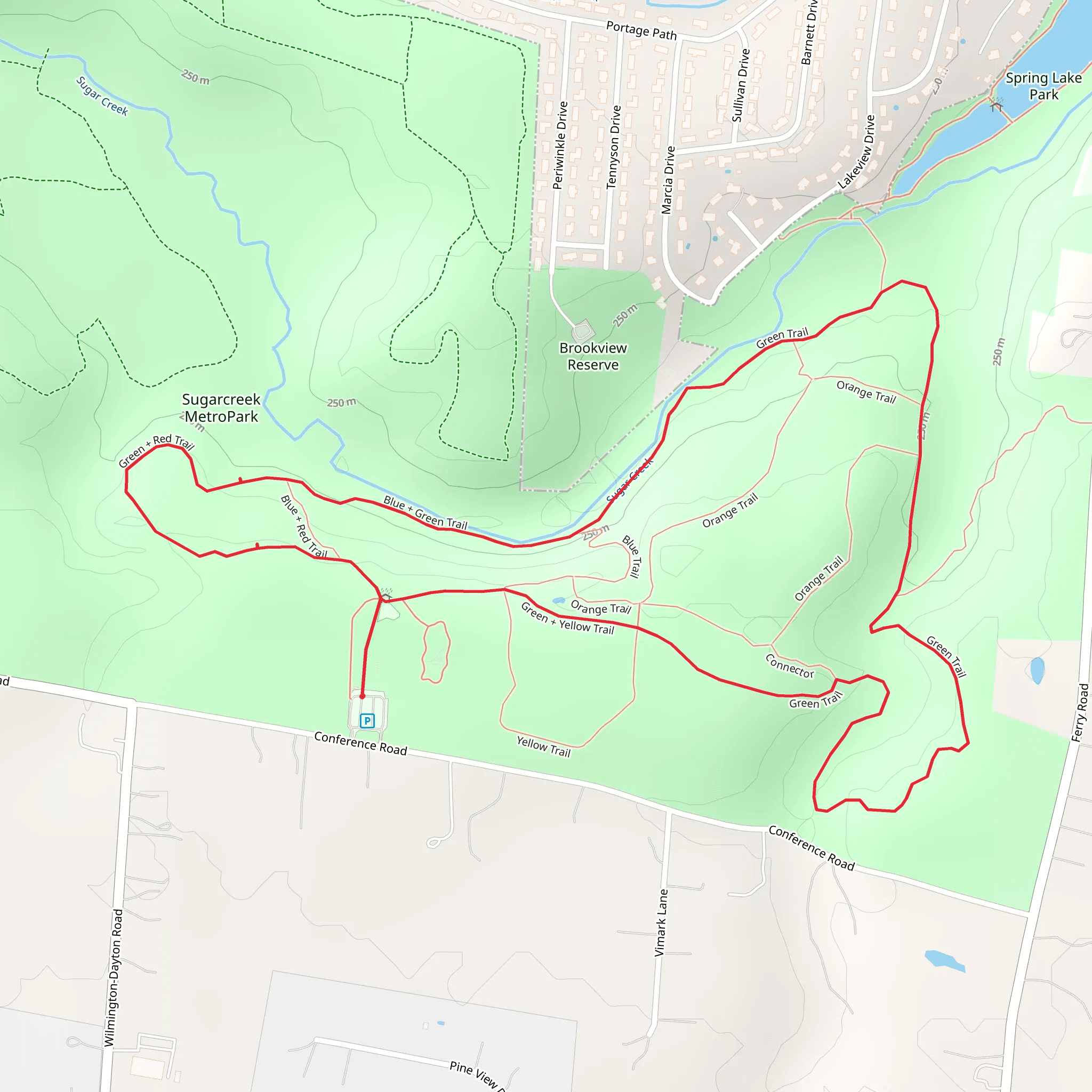 Sugarcreek MetroPark Green Trail Loop mobile static map