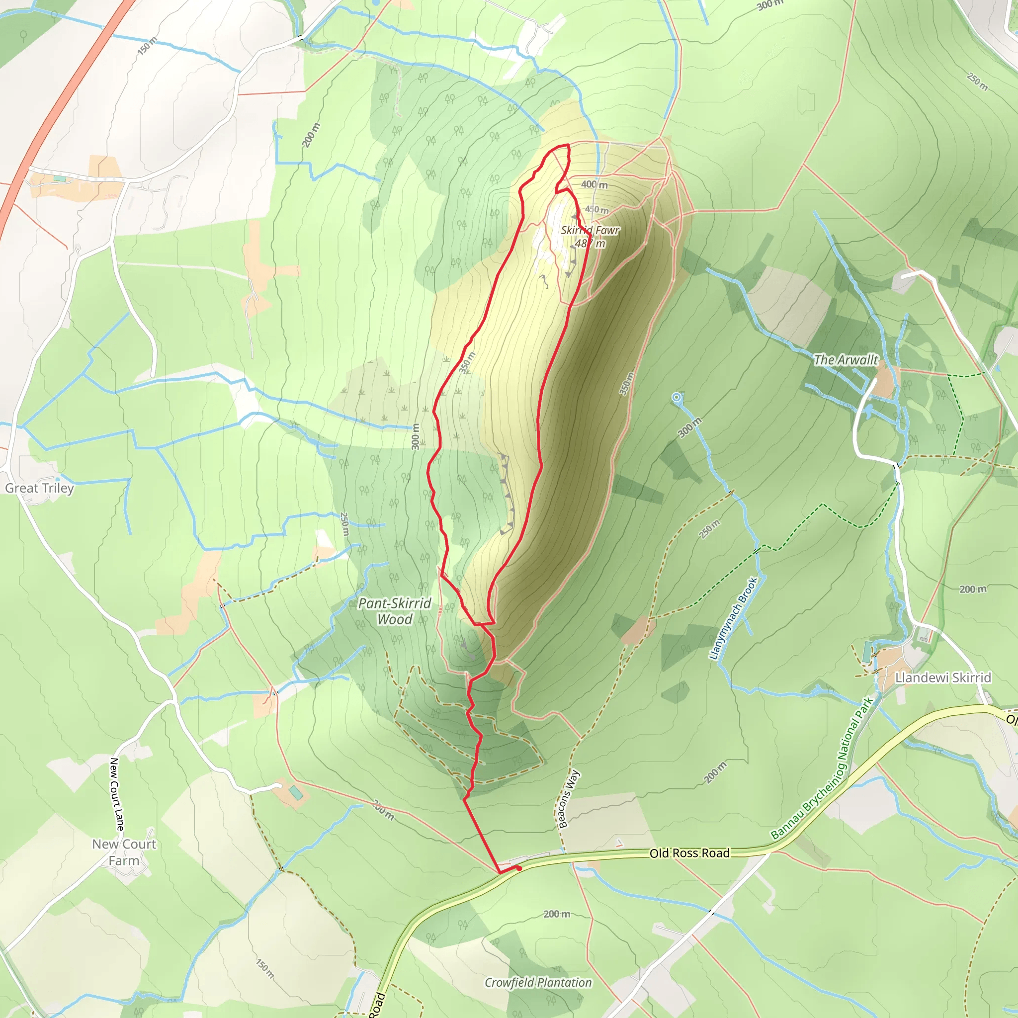 Ysgyryd Fawr - The Skirrid near Abergavenny mobile static map