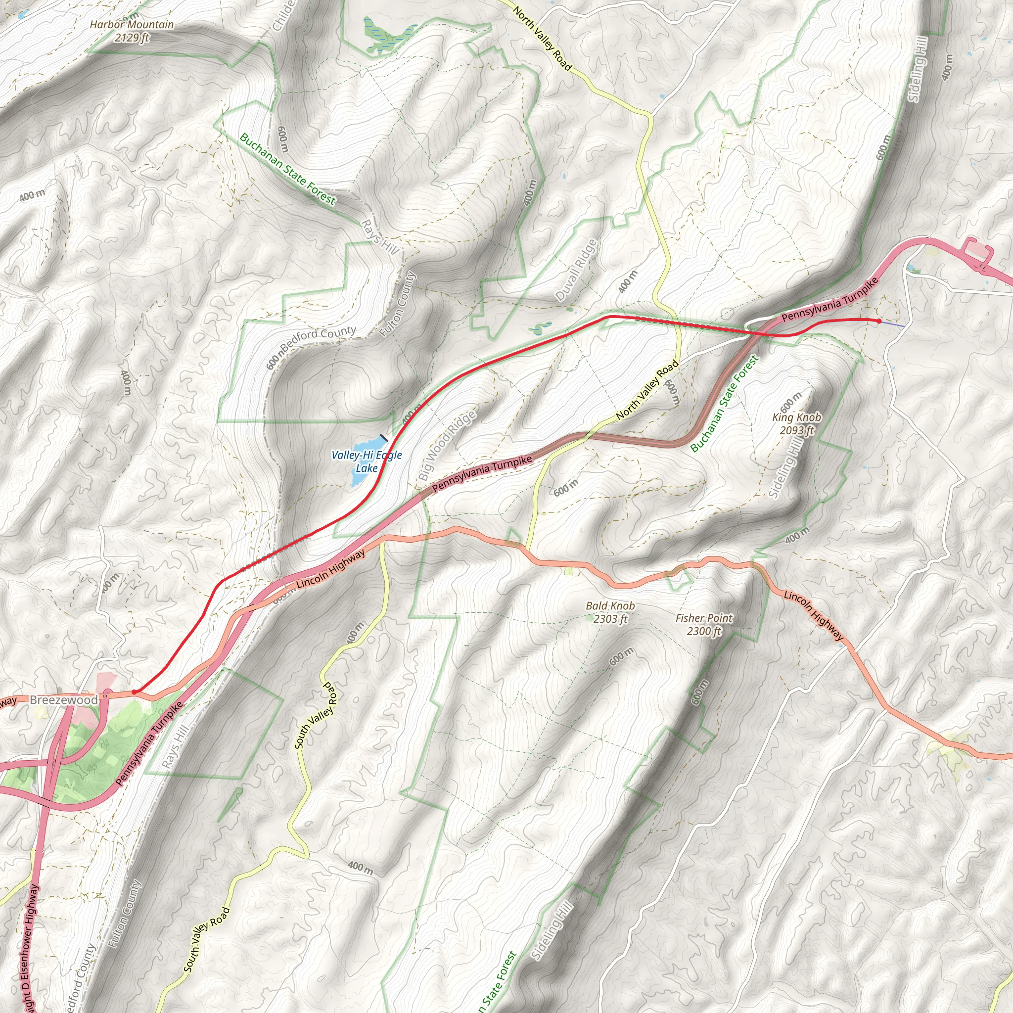 Hiram to Breezewood Trail mobile static map