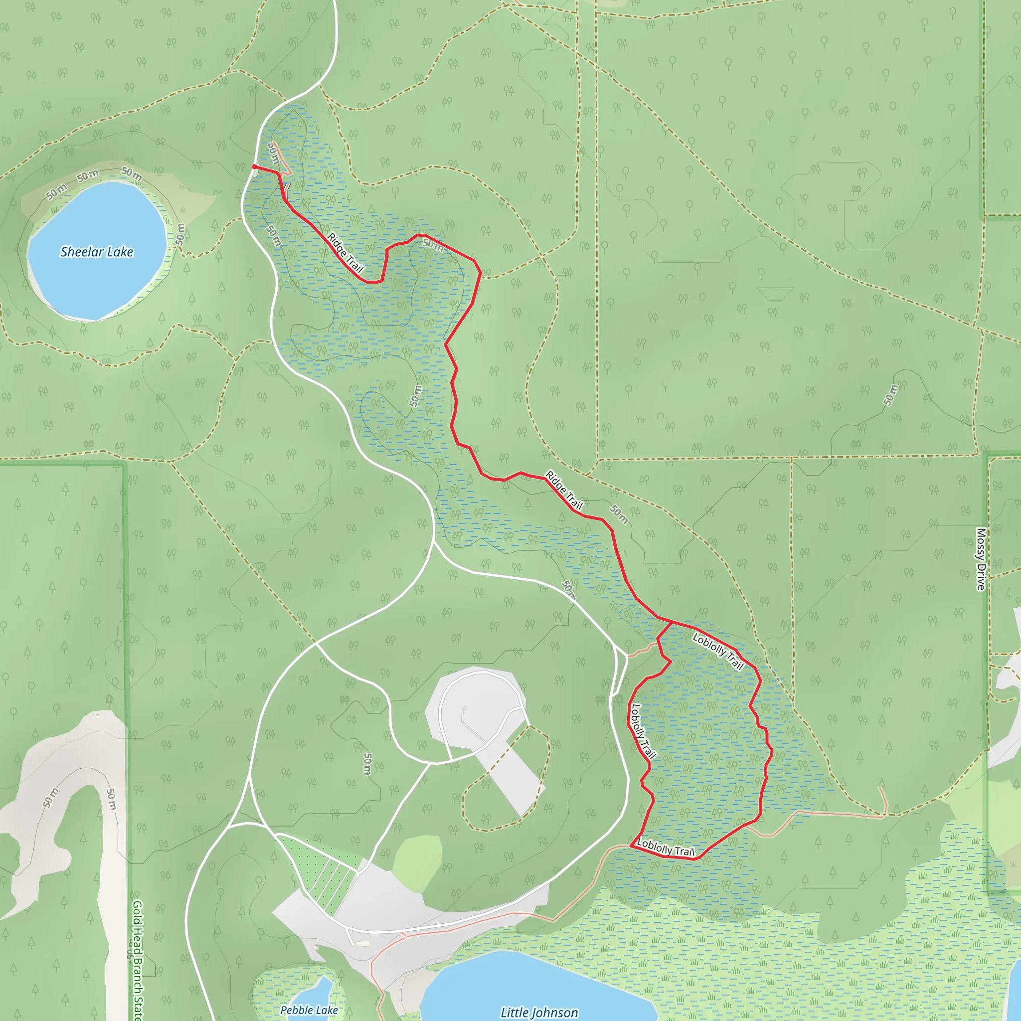 Ridge Trail and Loblolly Trail Loop mobile static map