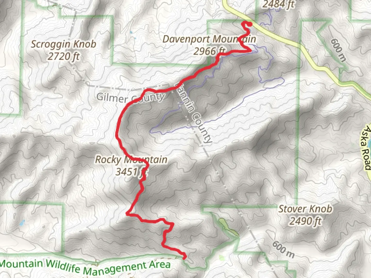 An image depicting the trail Stanley Gap and Benton MacKaye Trail and its surrounding area.