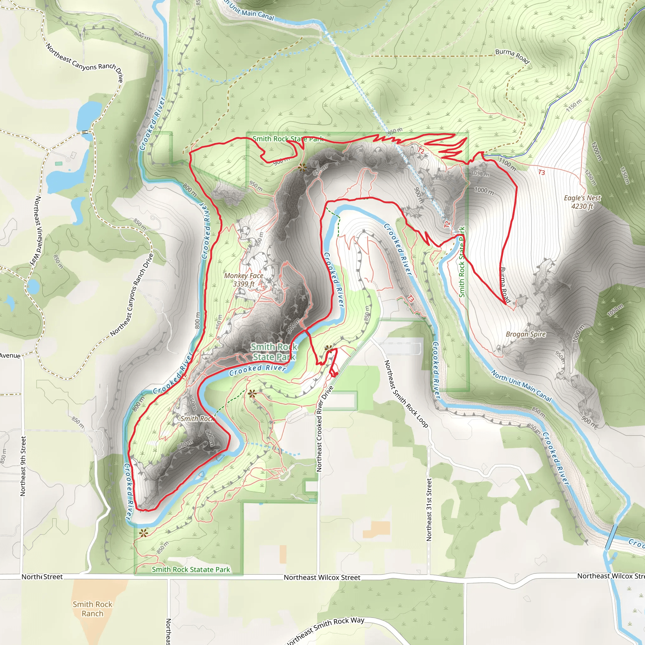 Wolf Tree and Crooked River Loop Trail mobile static map
