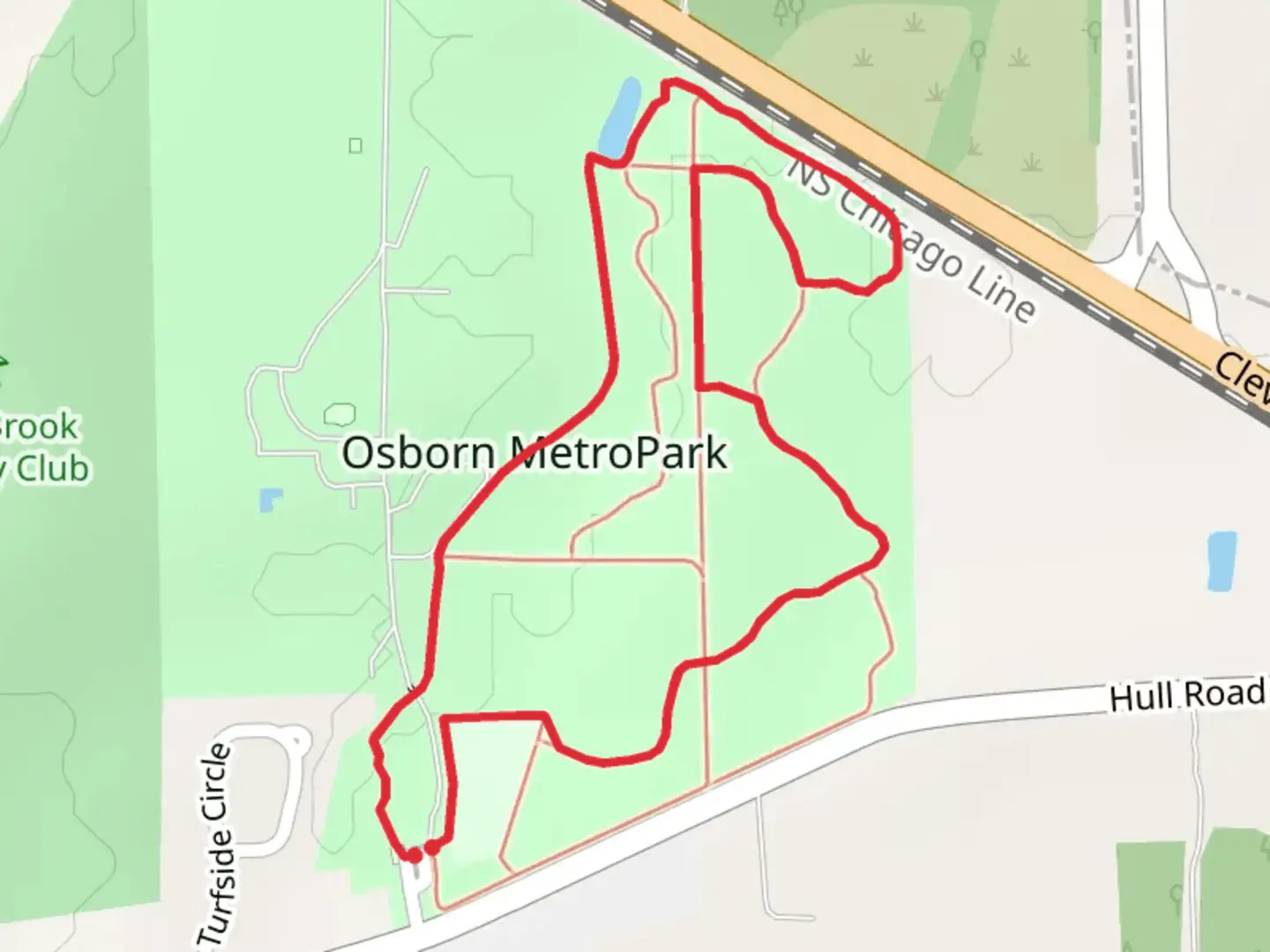 An image depicting the trail Osborn MetroPark Loop and its surrounding area.