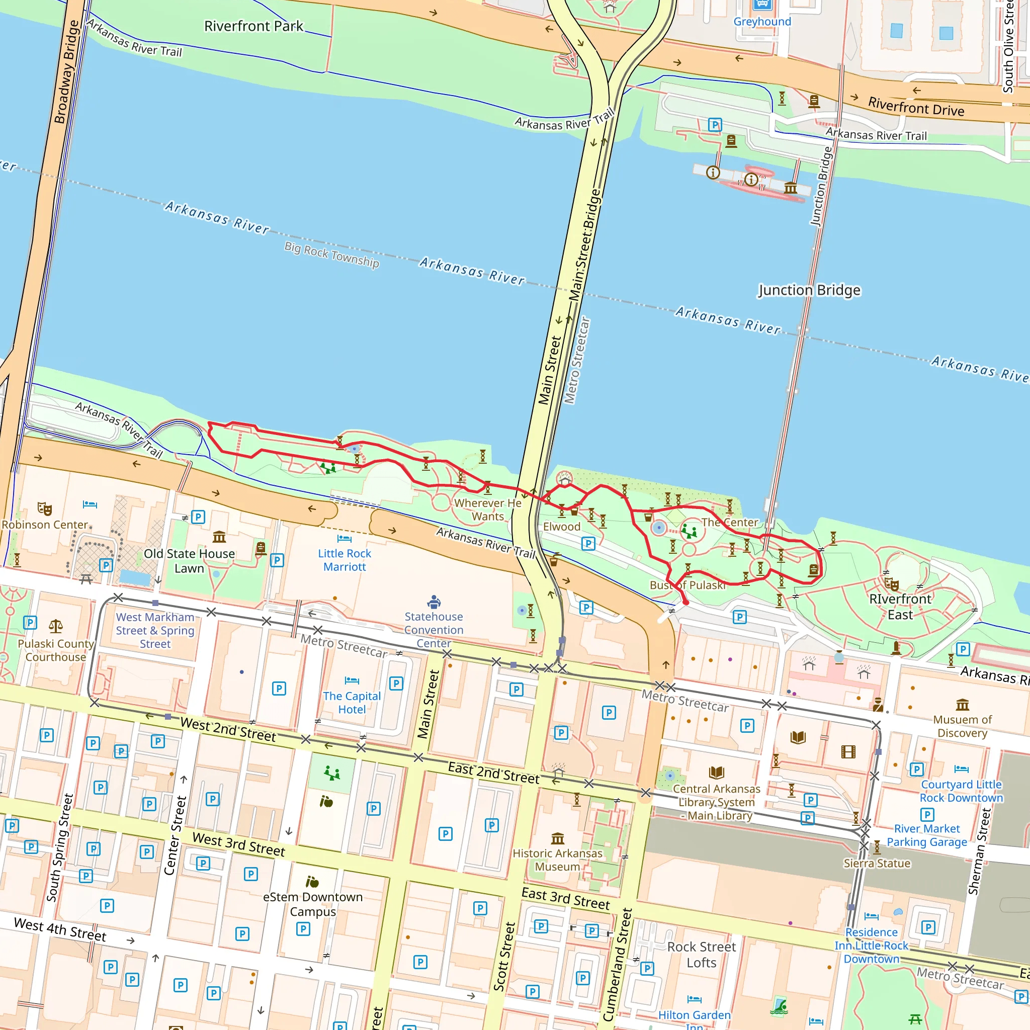 Riverfront West and The Little Rock Loop mobile static map