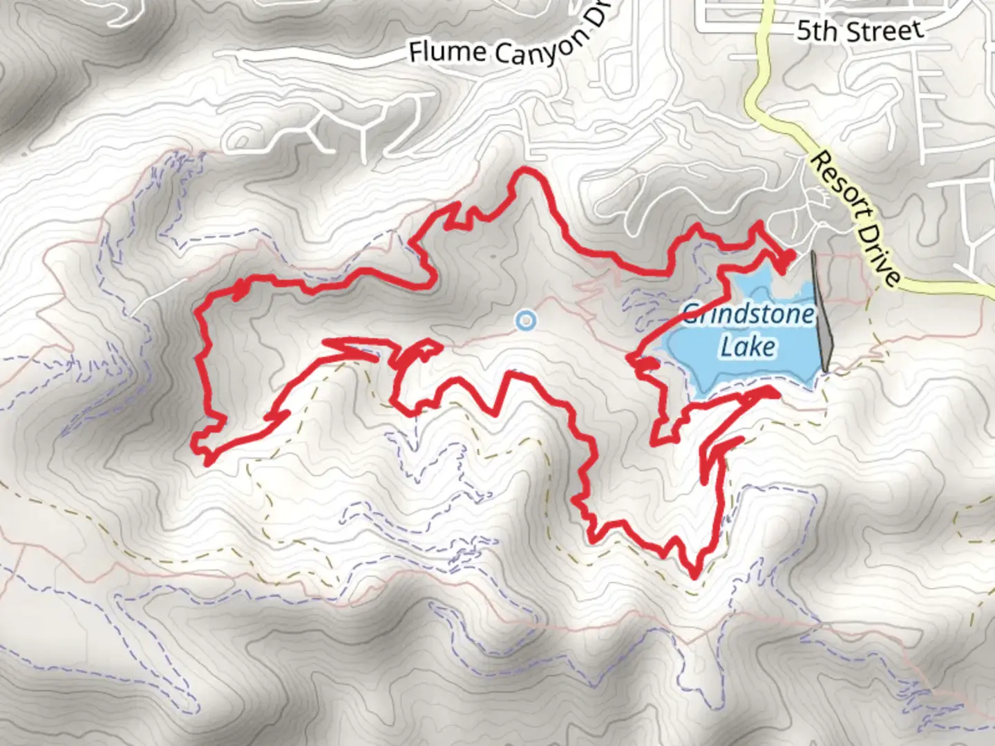 An image depicting the trail Grindstone Canyon Loop and its surrounding area.