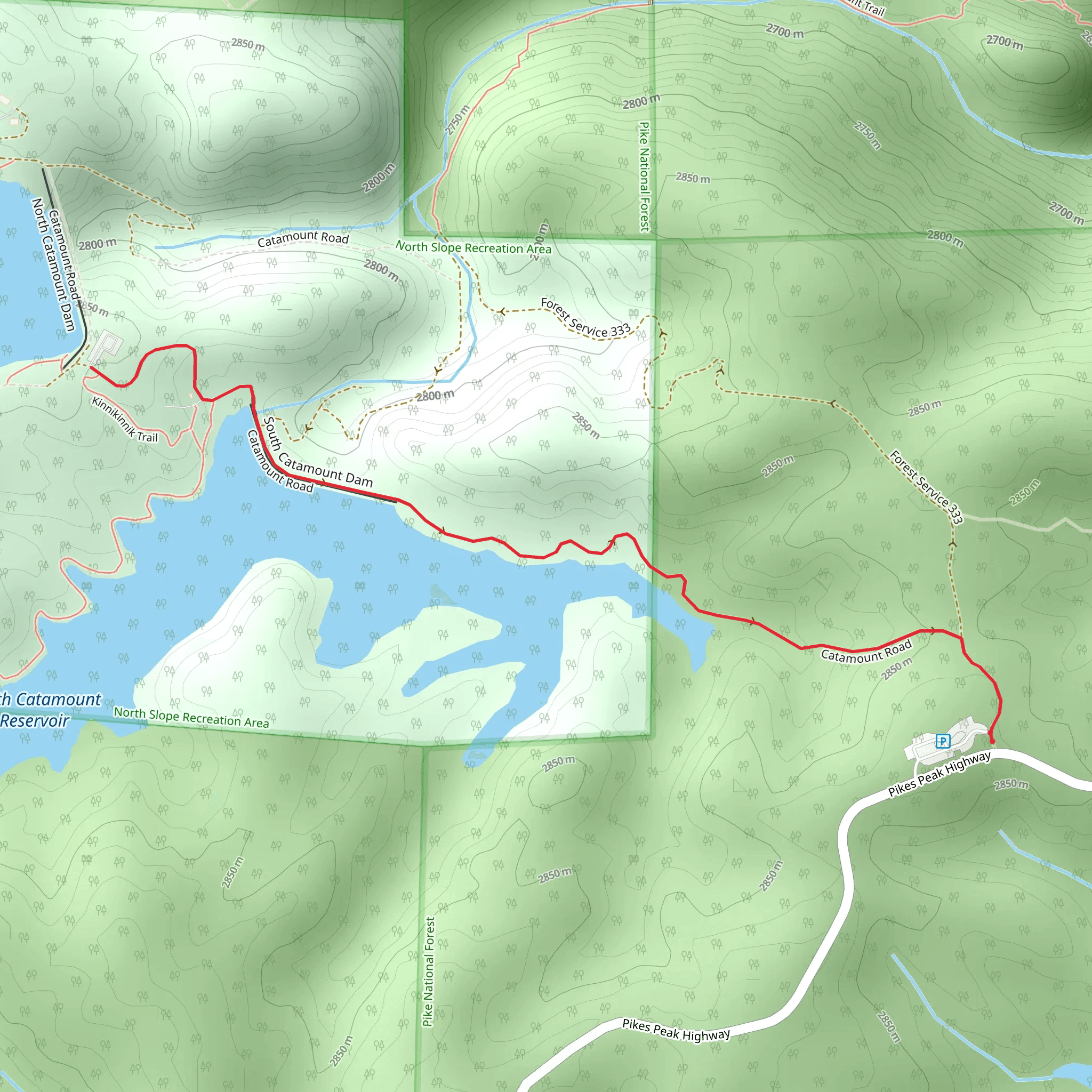 South Catamount Reservoir Out and Back mobile static map
