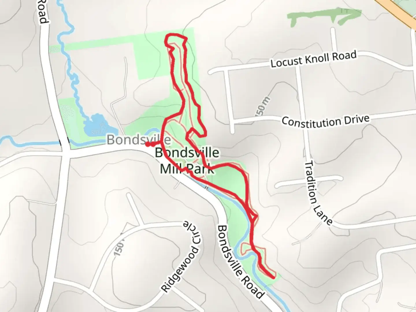 An image depicting the trail Bondsville Mill Park - Beaver Creek Loop and its surrounding area.