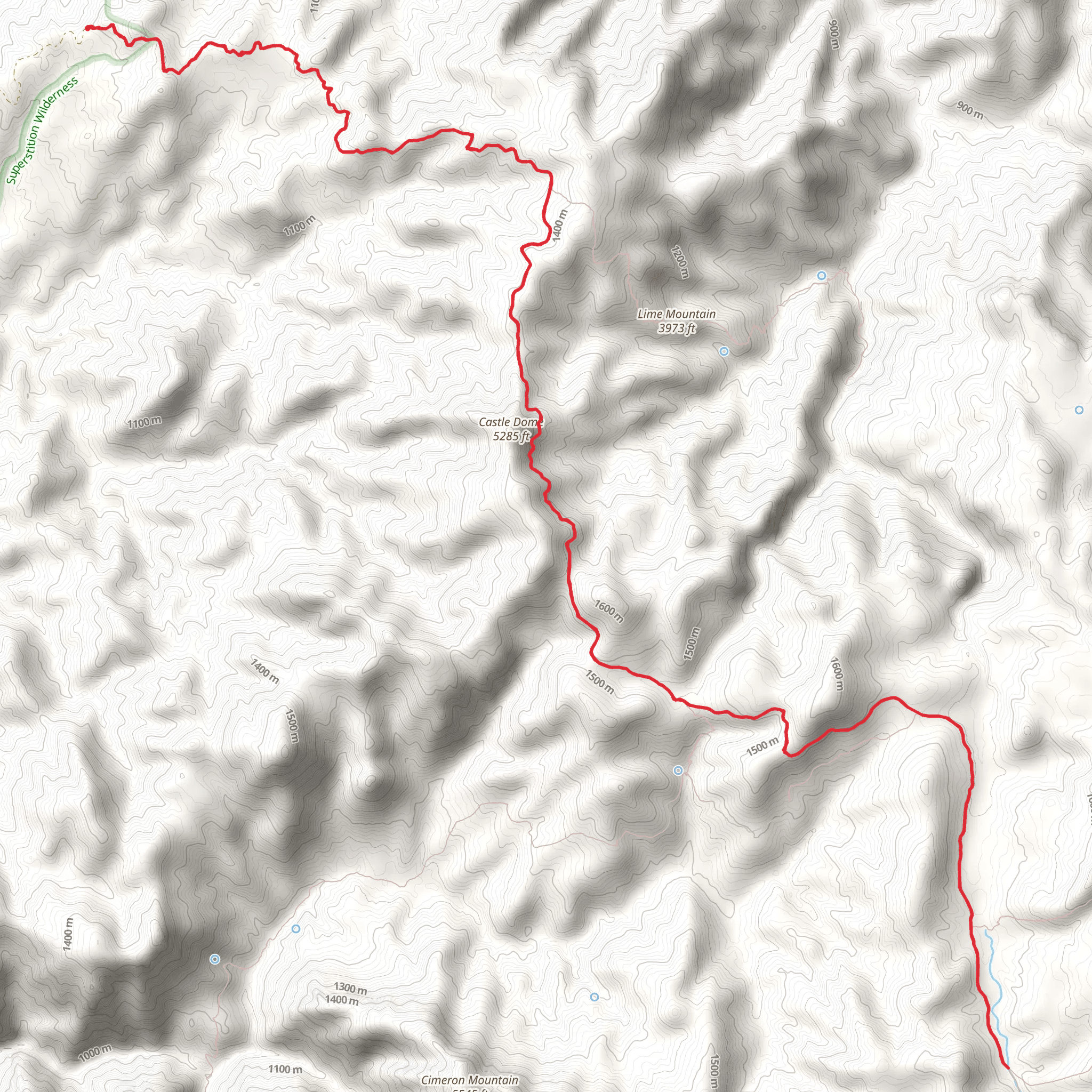 Reavis Ranch Trail and Plow Saddle mobile static map