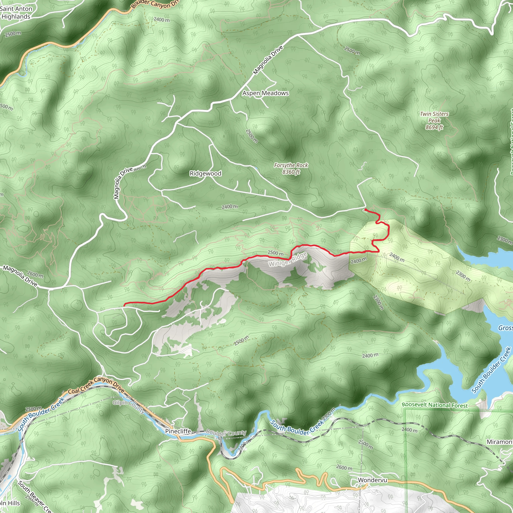 Winiger Ridge Trail mobile static map
