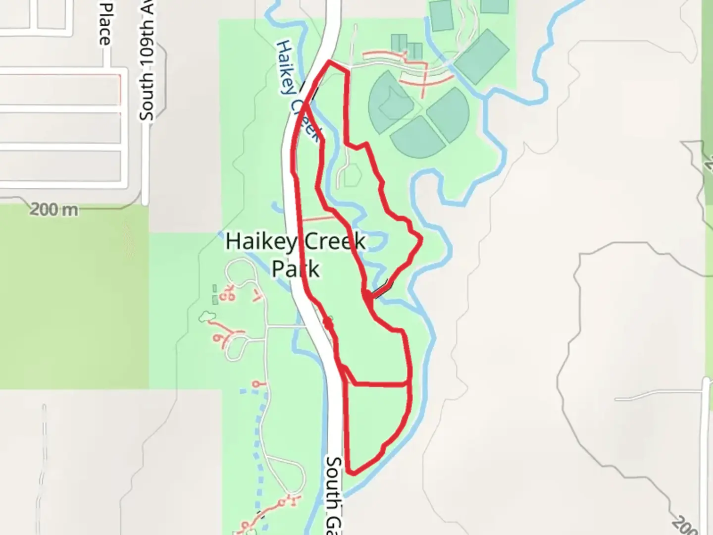 An image depicting the trail Haikey Creek Park Loop and its surrounding area.