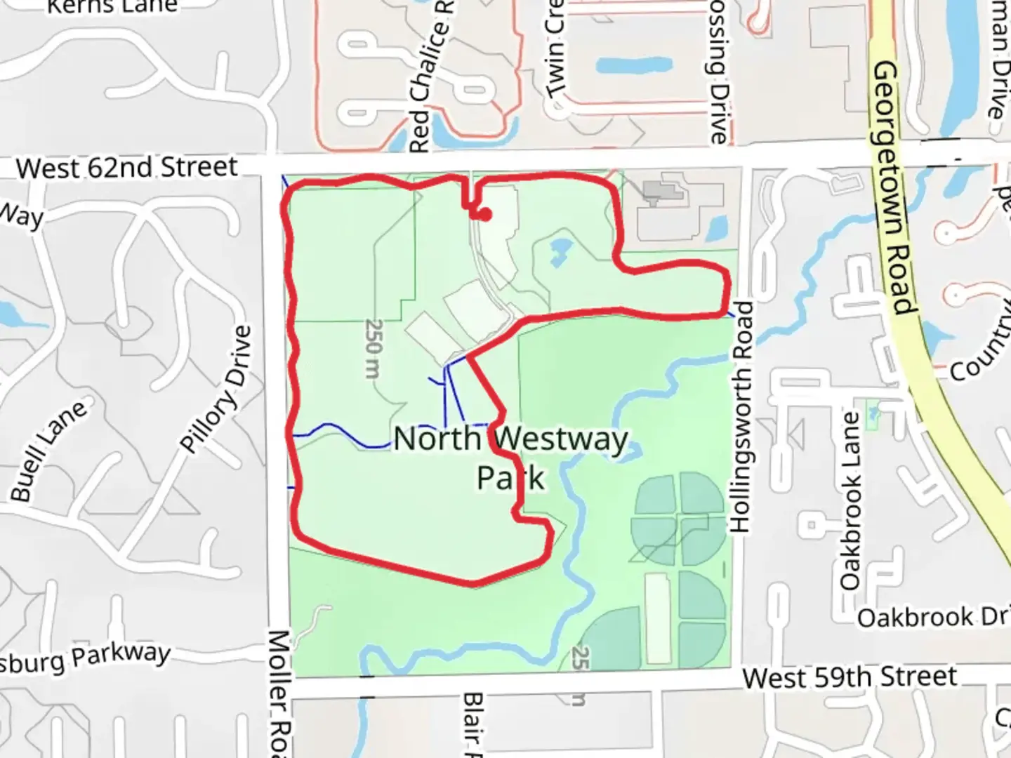 An image depicting the trail North Westway Park Loop and its surrounding area.
