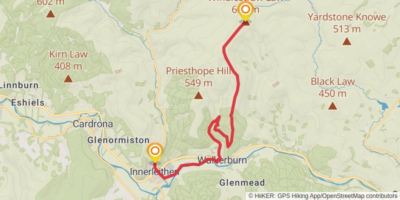 Black Knowe and Windlestraw Law Loop from Innerleithen stage 2 Map