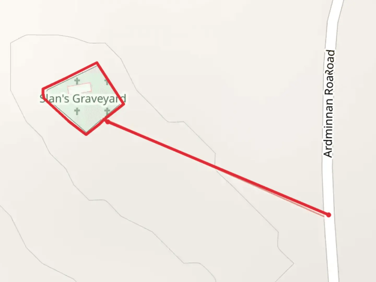 An image depicting the trail Slans Graveyard and its surrounding area.