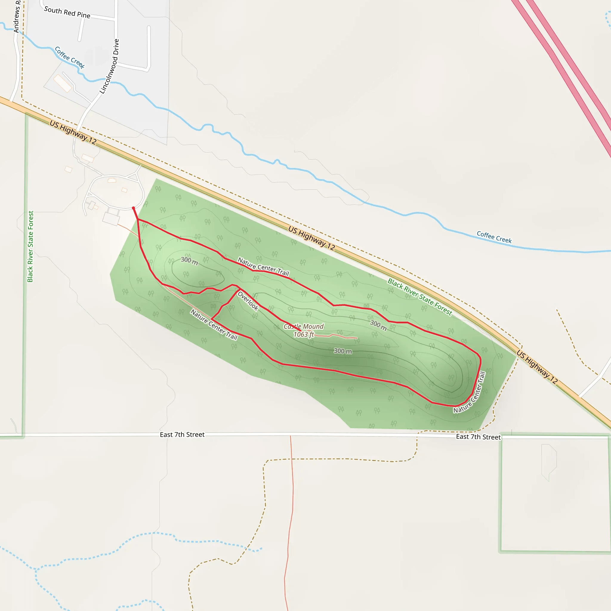 Castle Mound and Nature Center Loop Trail mobile static map