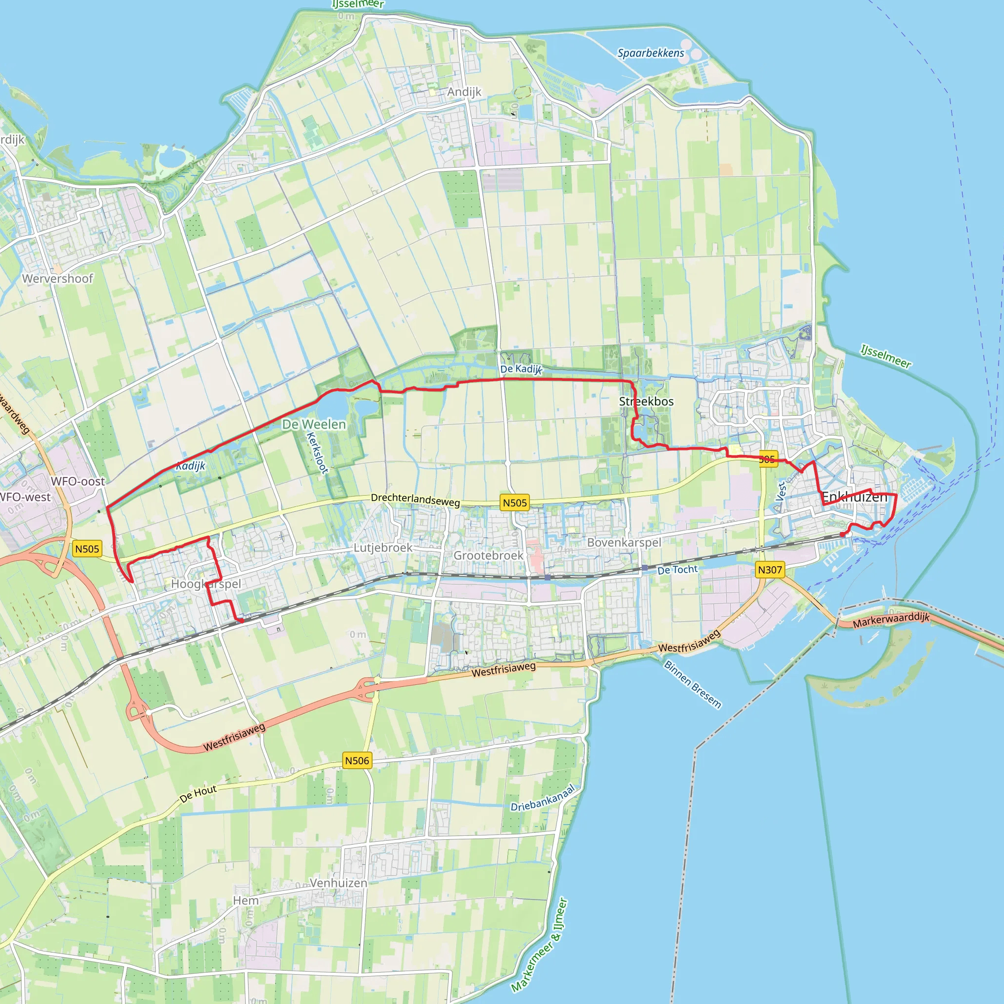 Oosterwijzend to Enkhuizen via Lutjebroker Weel and Streekbos mobile static map