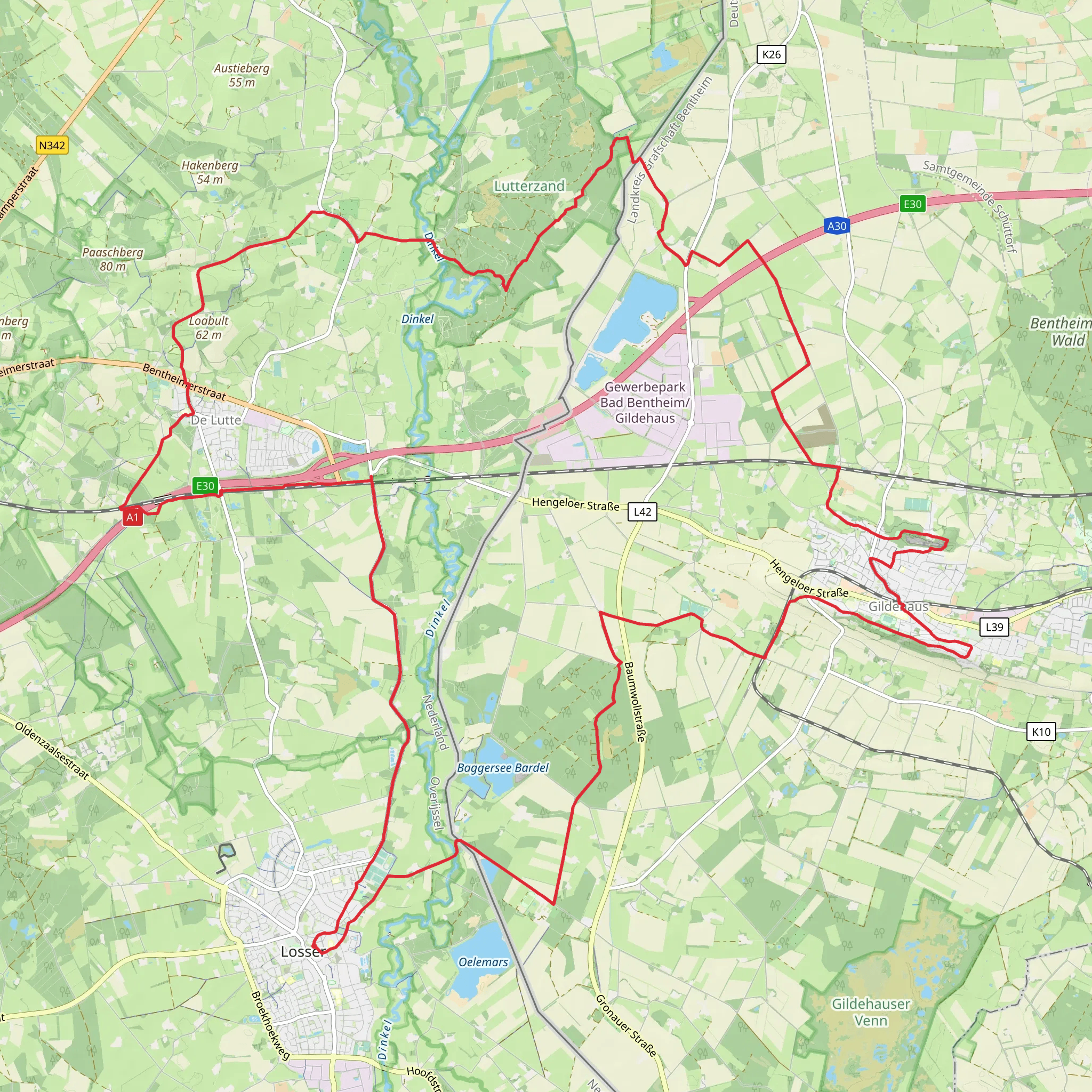 Lutterzand via Molenveld mobile static map