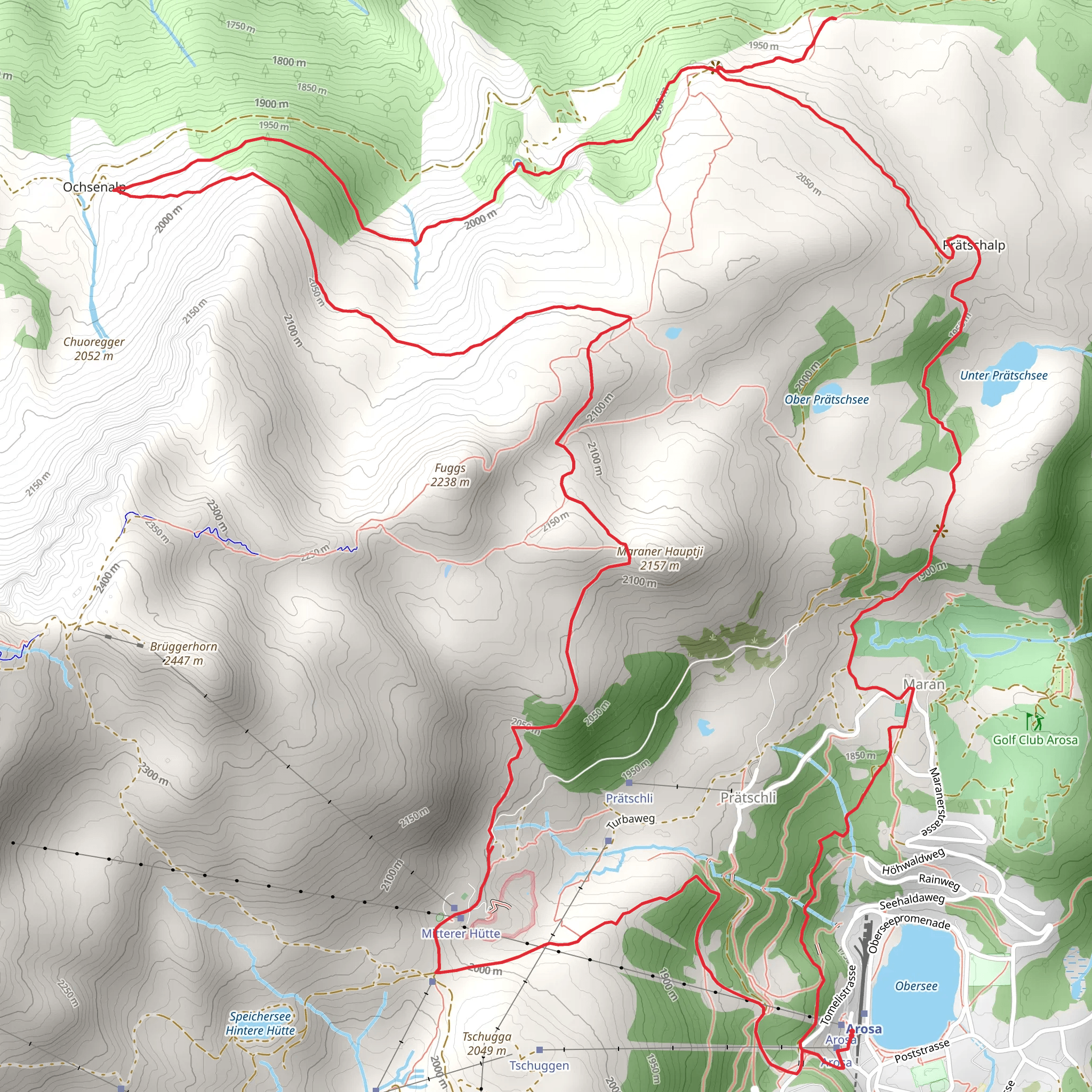 Arosa-Ochsenalp Rundtour mobile static map