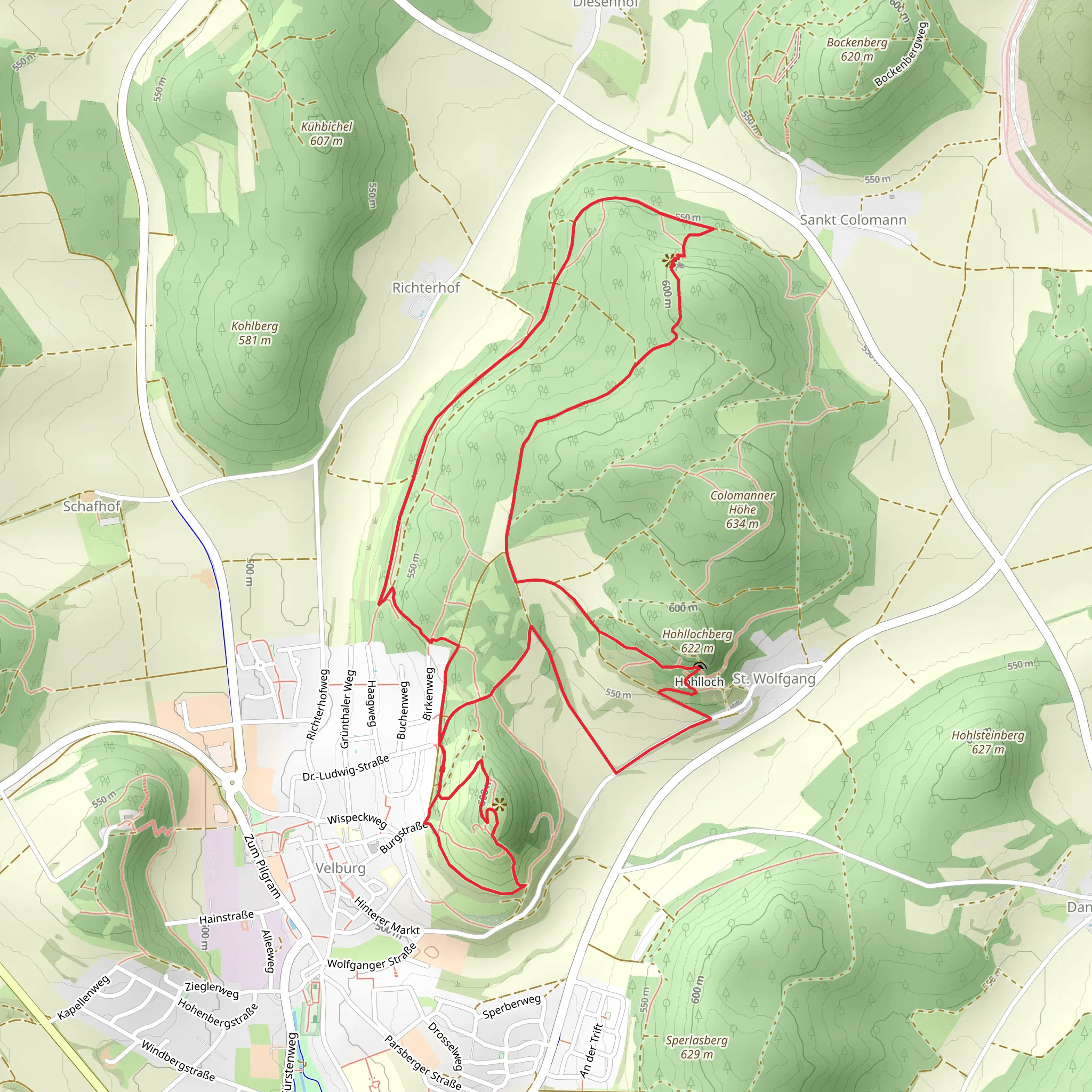 Hohlloch, Osterberg and Burgberg Velburg Loop mobile static map