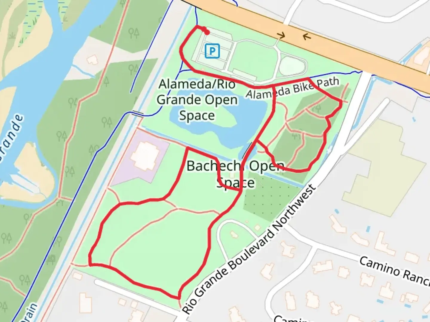 An image depicting the trail Bachechi Open Space Loop and its surrounding area.