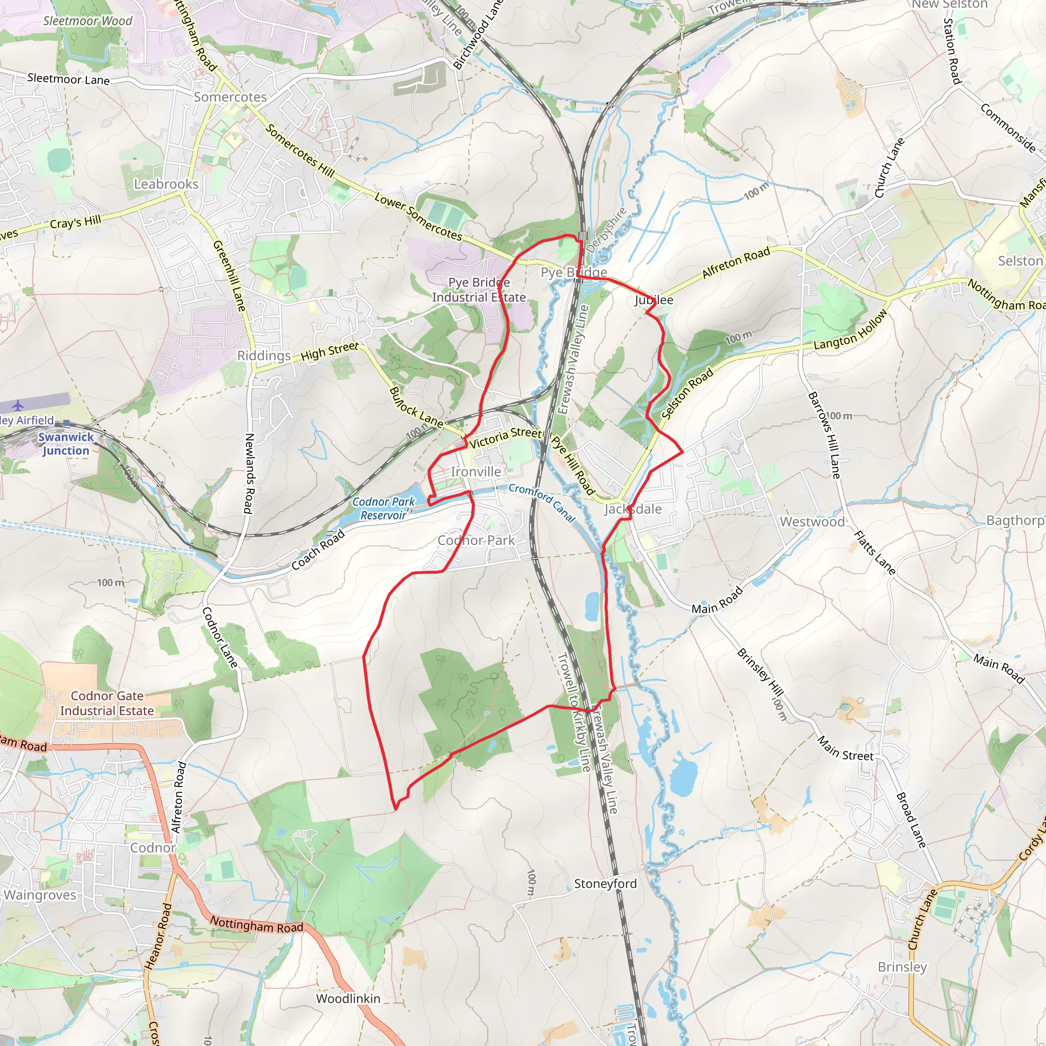 Jacksdale - Pye Bridge - Ironville and Codnor Castle mobile static map