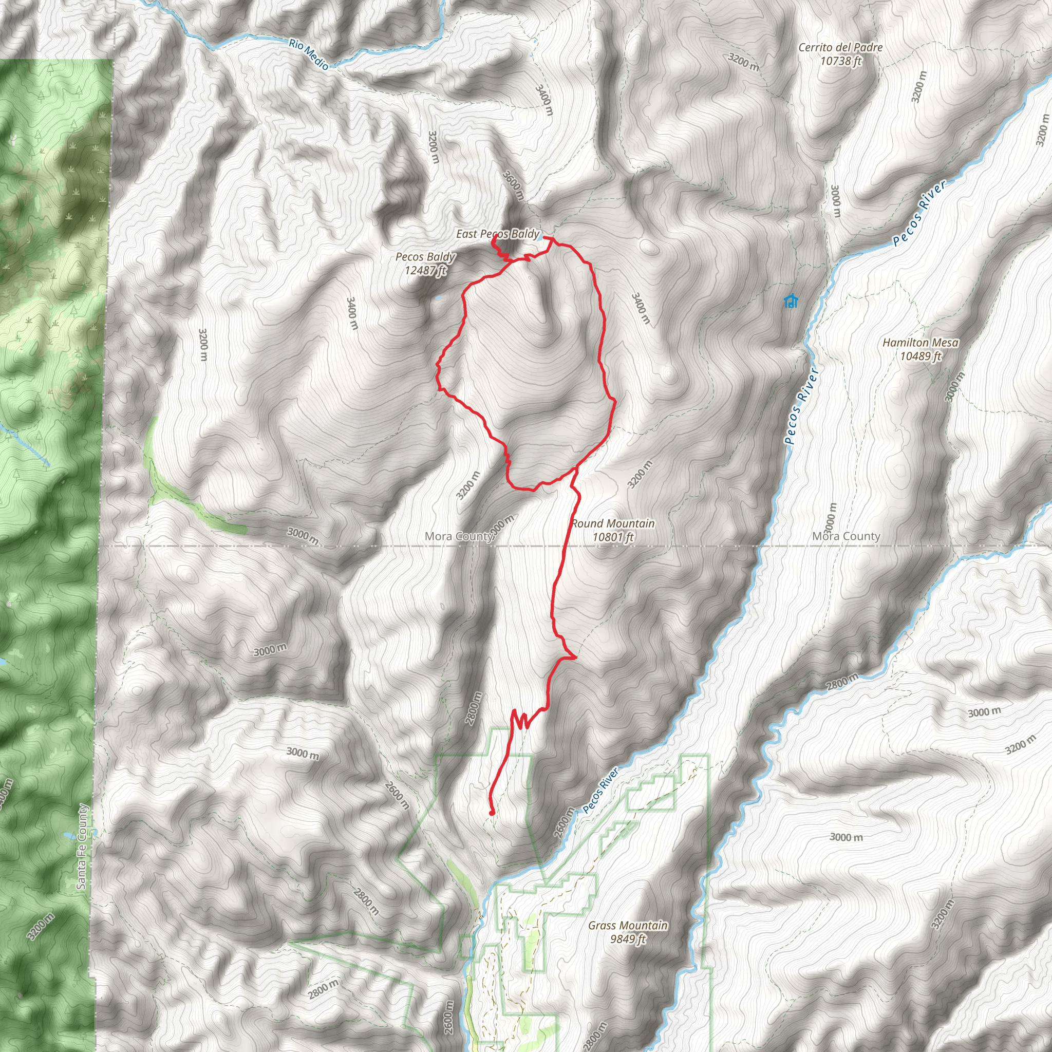 Beatty's, Pecos Baldy Lake, East Pecos and Rito Perros Loop Trail mobile static map