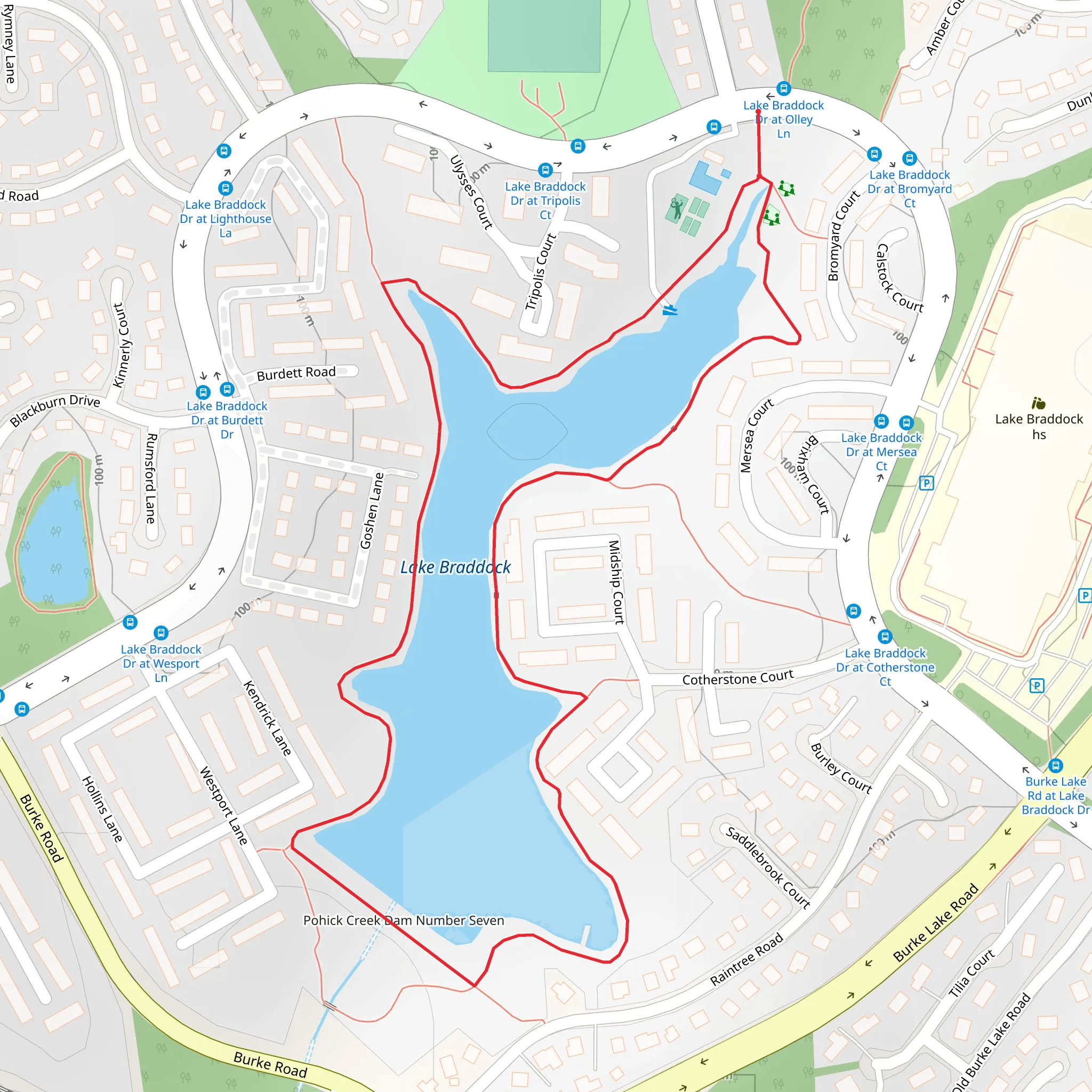 Lake Braddock Loop mobile static map