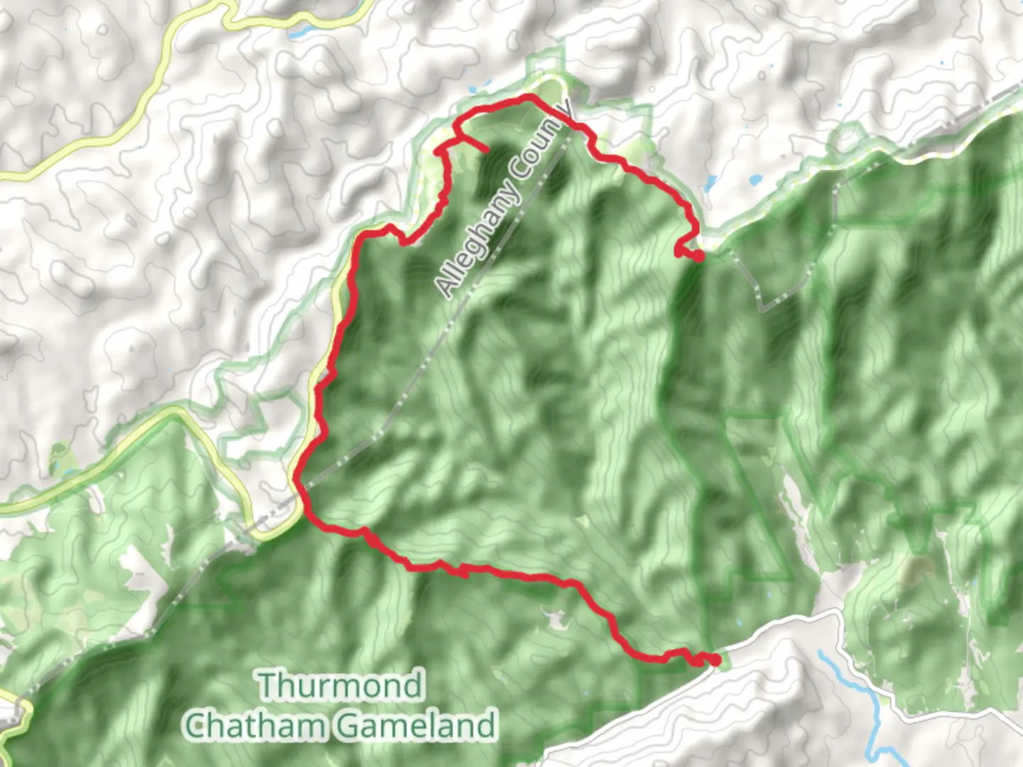 An image depicting the trail Bluff Mountain and Flat Rock Ridge Trail and its surrounding area.