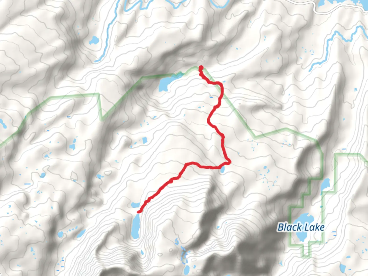 An image depicting the trail Upper Cataract Lake via Surprise Lake Trail and its surrounding area.