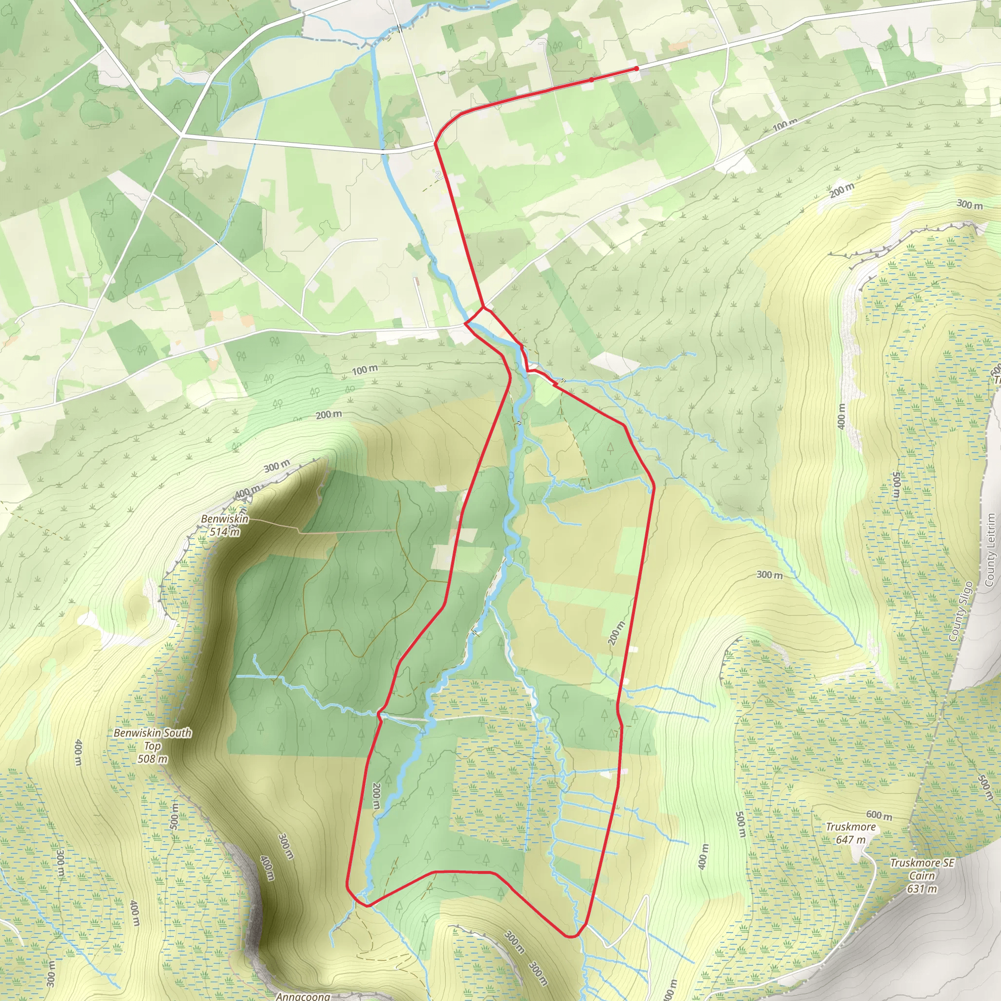 The Gleniff Horseshoe – Benwisken Trail mobile static map