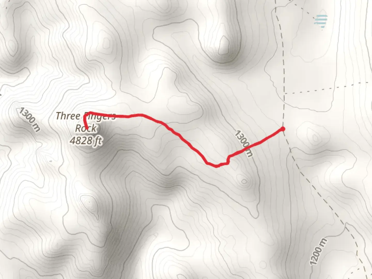 An image depicting the trail Three Fingers Rock and its surrounding area.