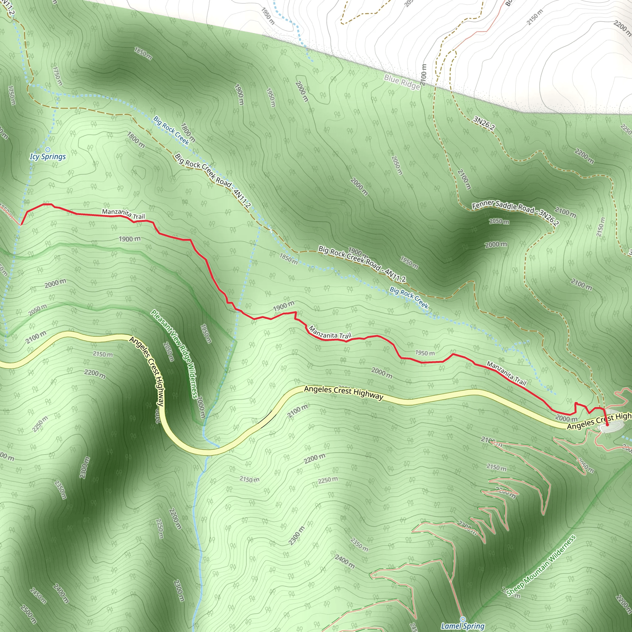 Manzanita Trail via Vincent Gap mobile static map