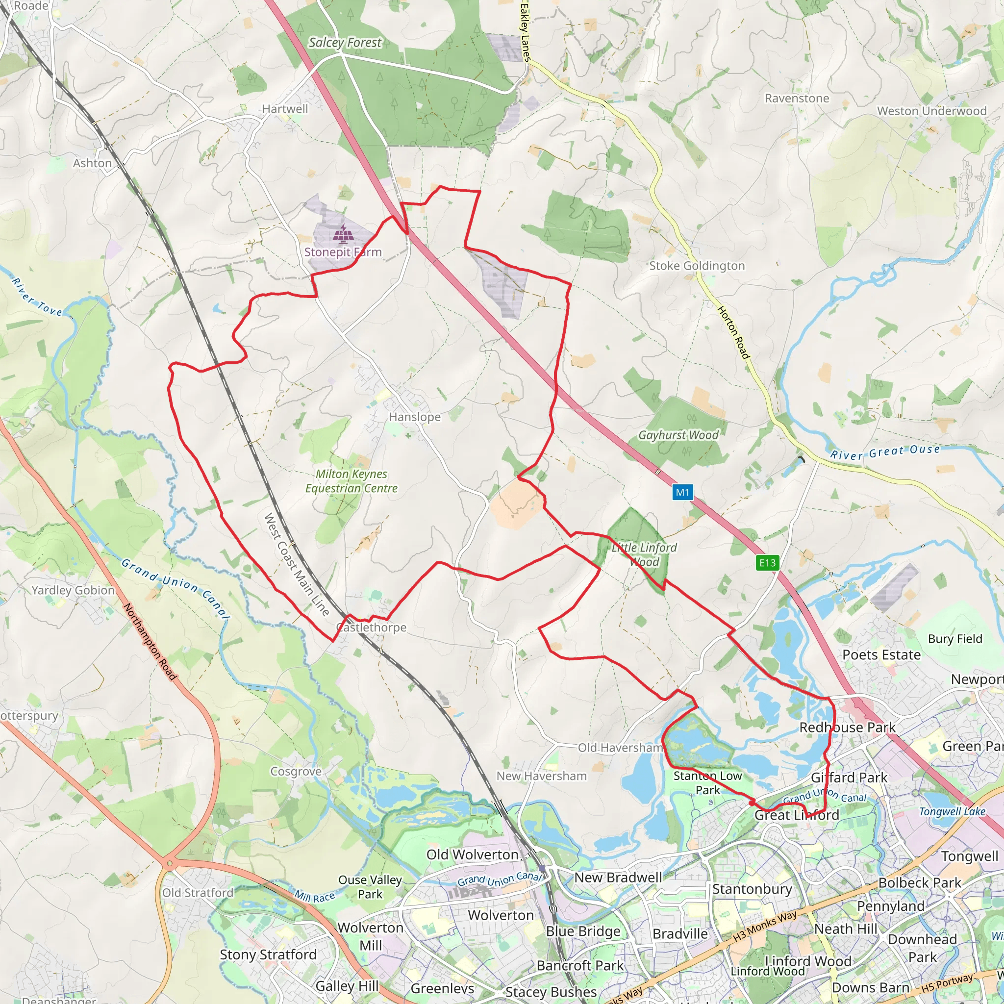 Hanslope Circular Ride mobile static map