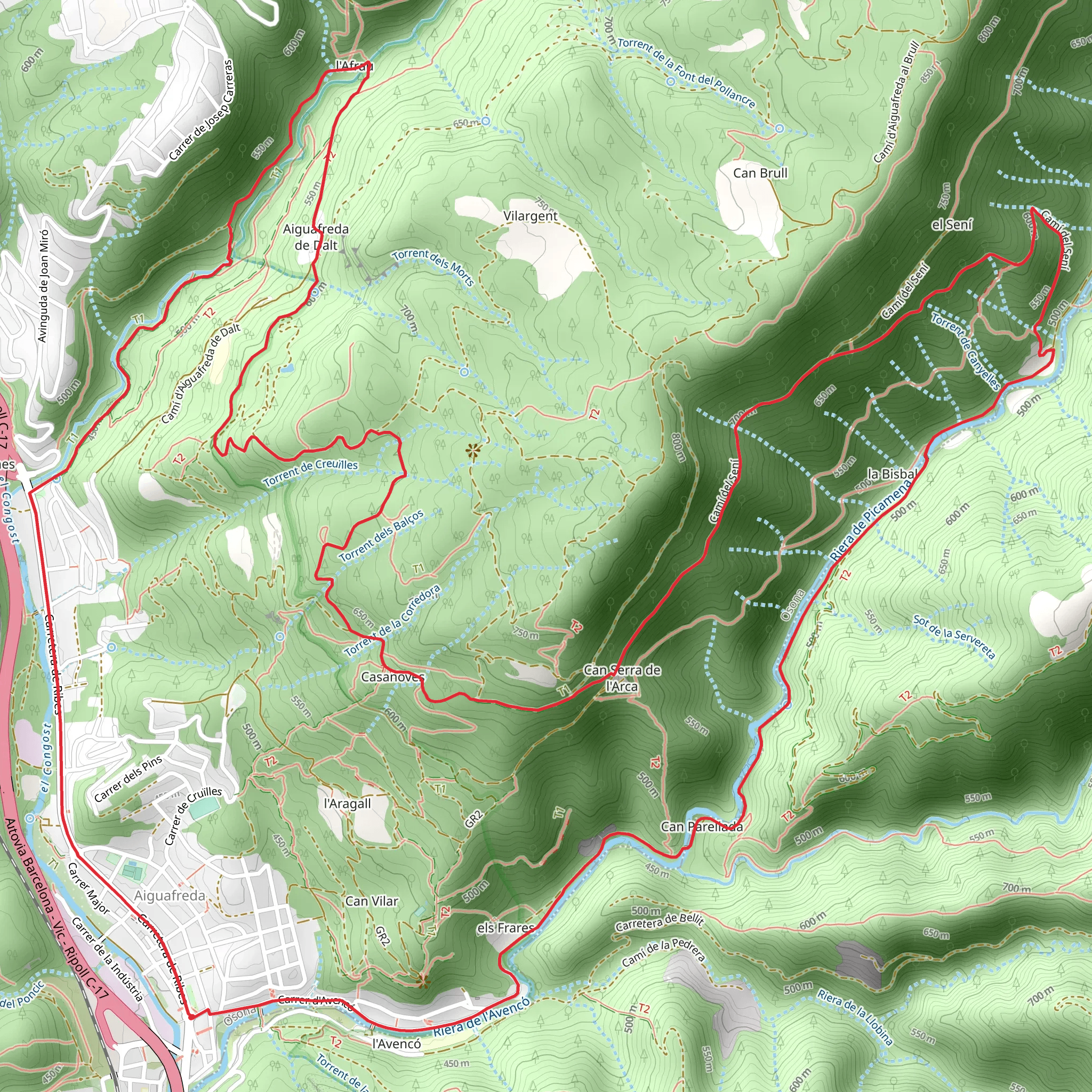 Aiguafreda de Dalt PR C 200 mobile static map