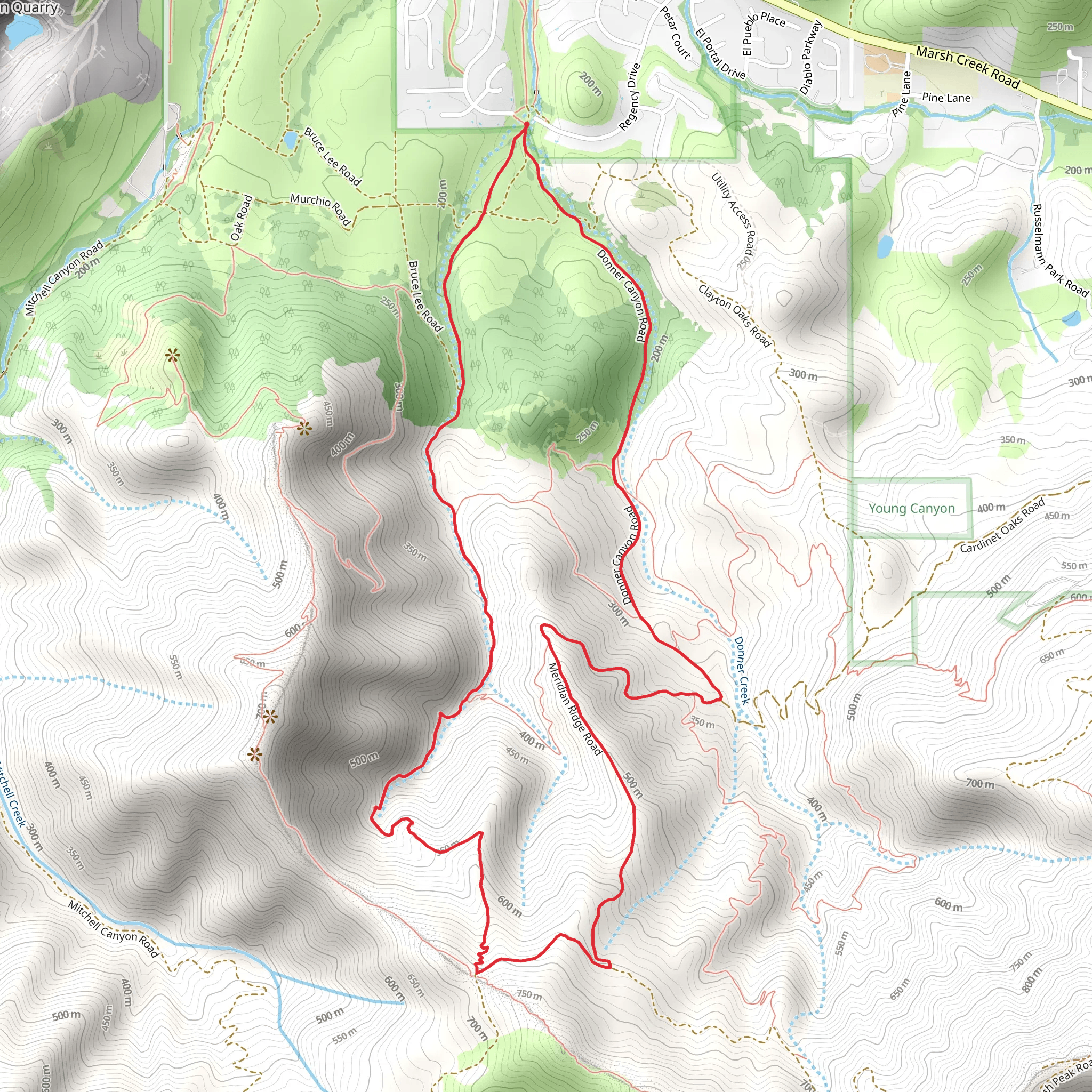 George Cardinet Back Creek Trail and Donner Canyon Road Loop mobile static map