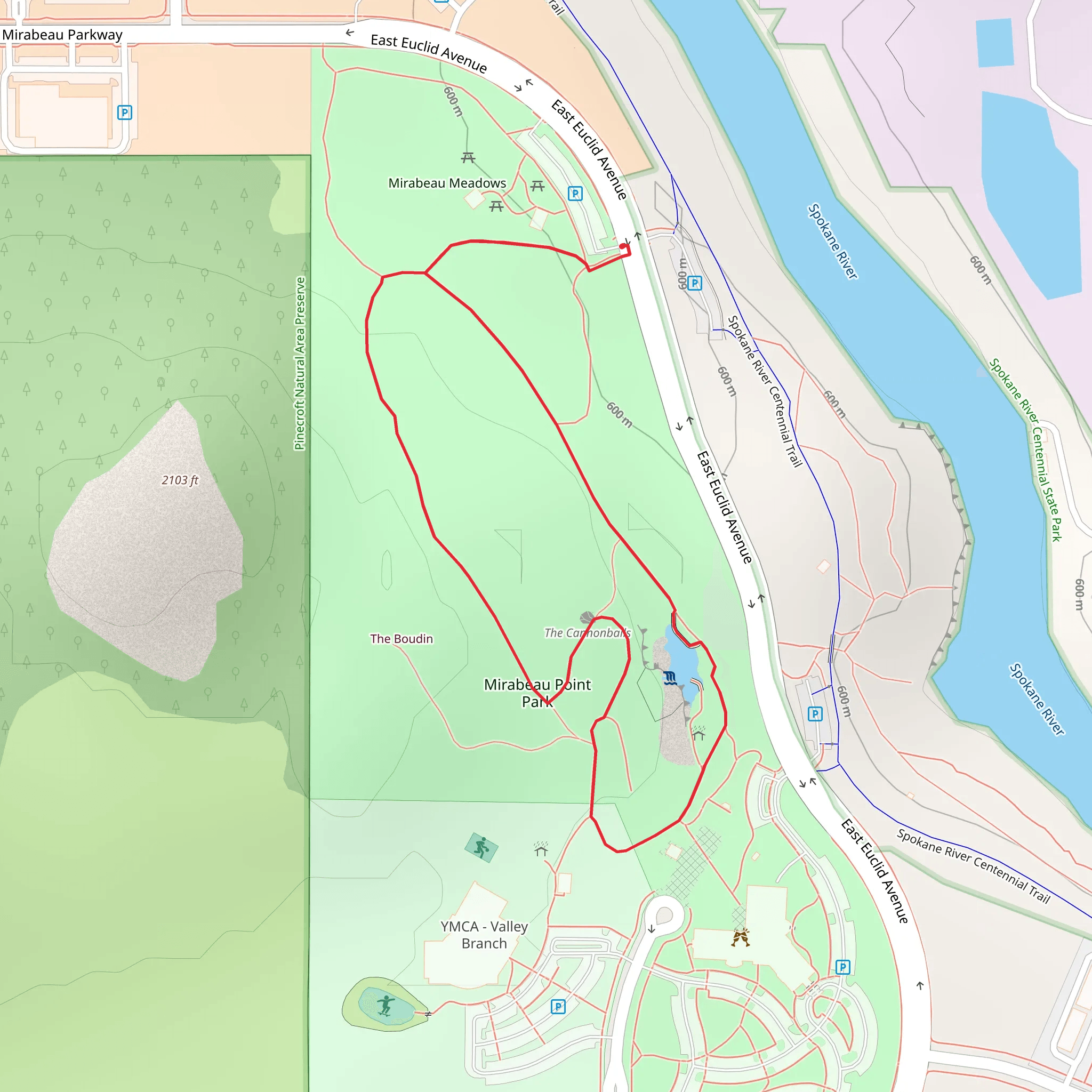 Mirabeau pond Loop mobile static map