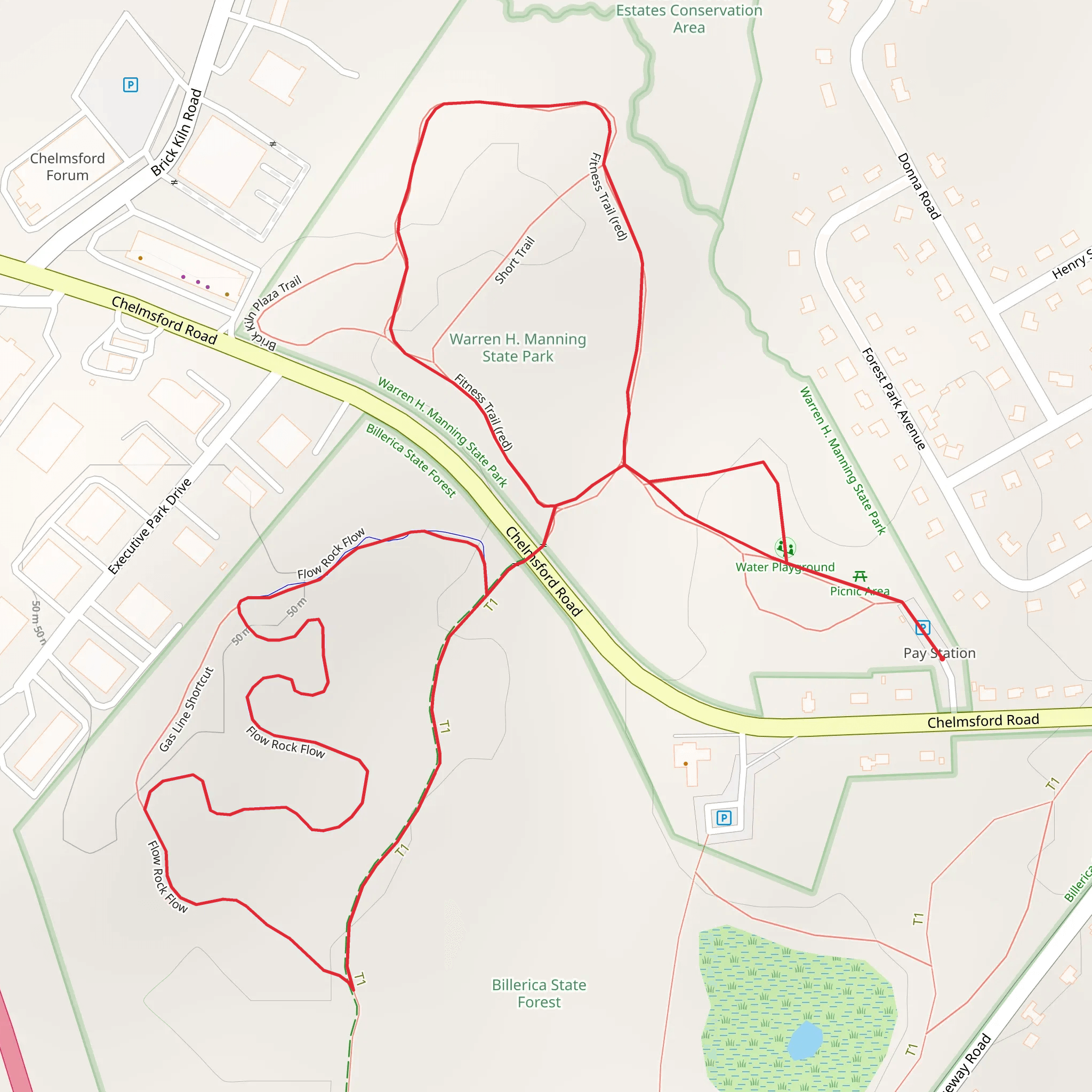 Warren H Manning State Park and Flow Rock Flow Loop Trail mobile static map